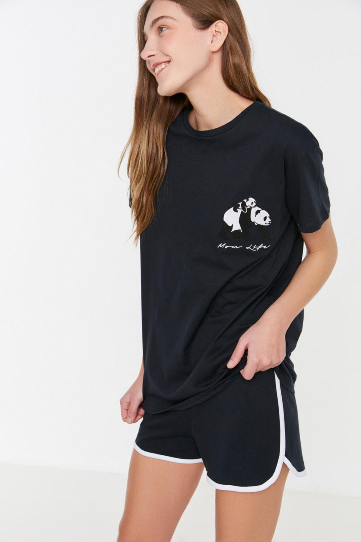 Navy Printed Pajama Set, , large image number 0