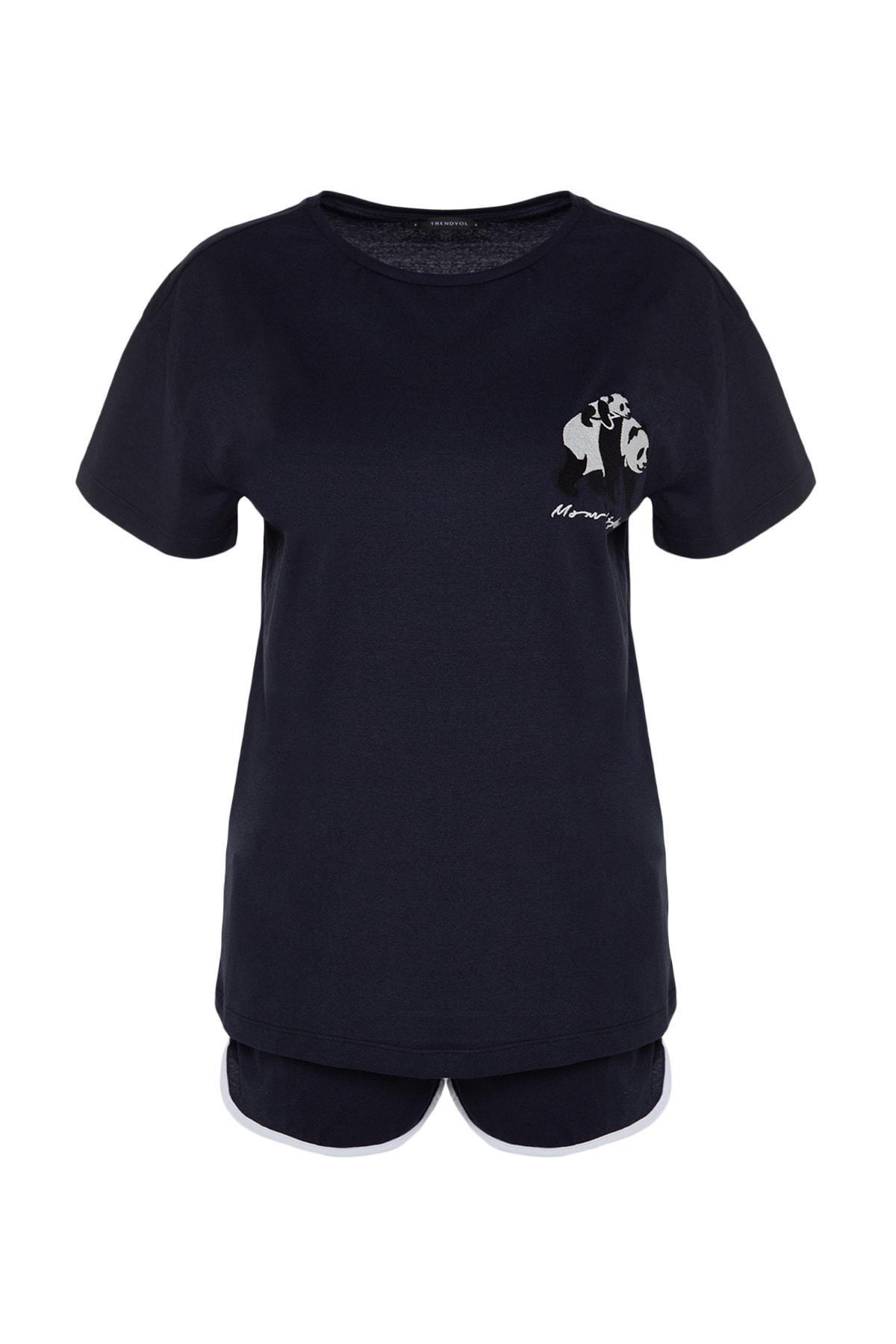 Navy Printed Pajama Set, , large image number 5