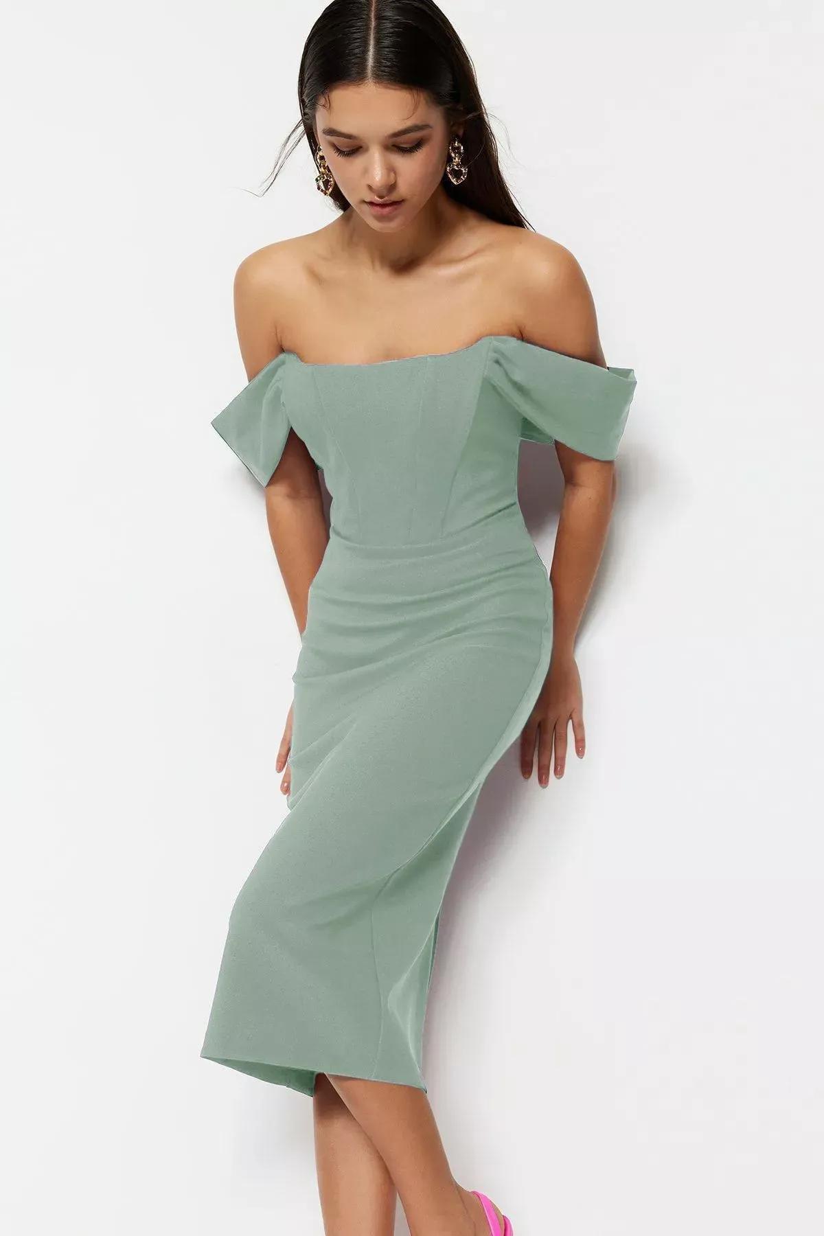 Mint Detailed Woven Occasionwear Dress, , large image number 1