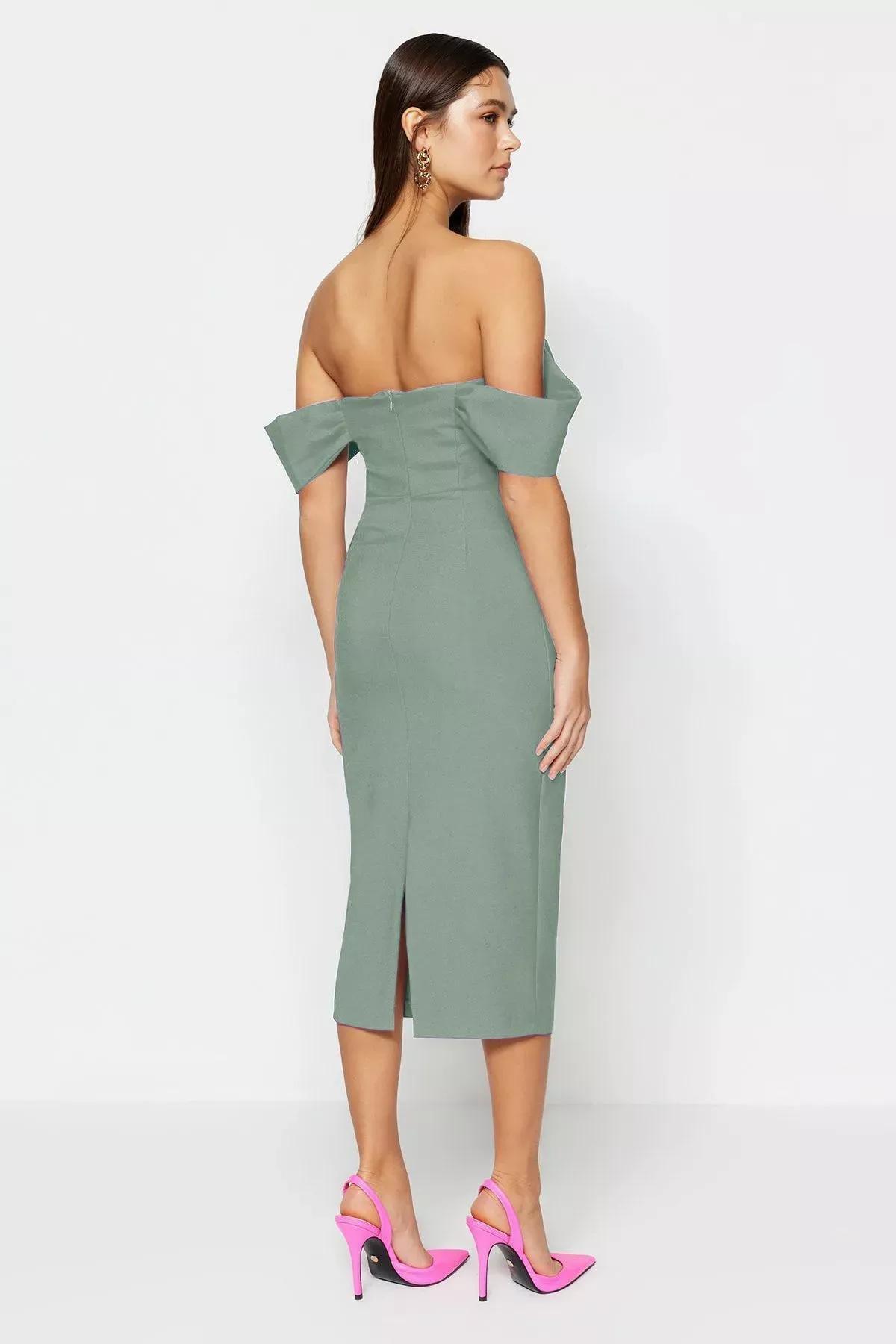 Mint Detailed Woven Occasionwear Dress, , large image number 4