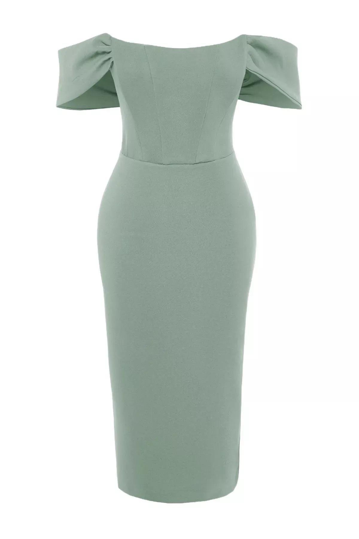Mint Detailed Woven Occasionwear Dress, , large image number 6