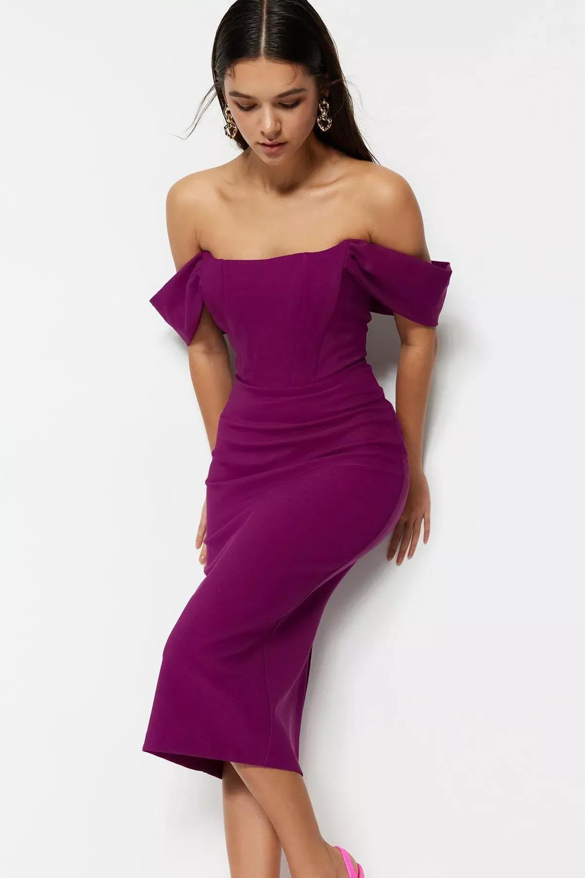 فستان مناسبات بقصة ضيقة، بنفسجي, Purple, large image number 1