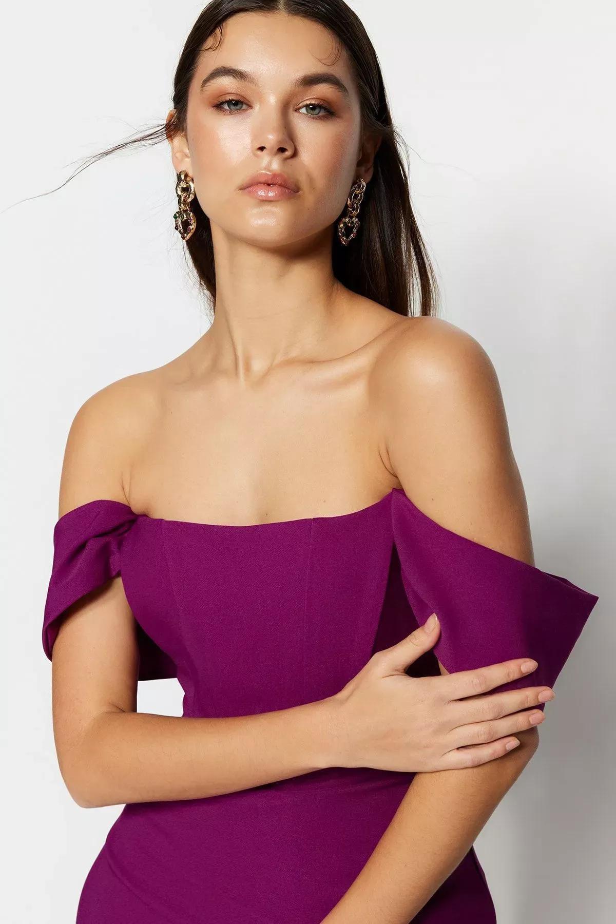 فستان مناسبات بقصة ضيقة، بنفسجي, Purple, large image number 4