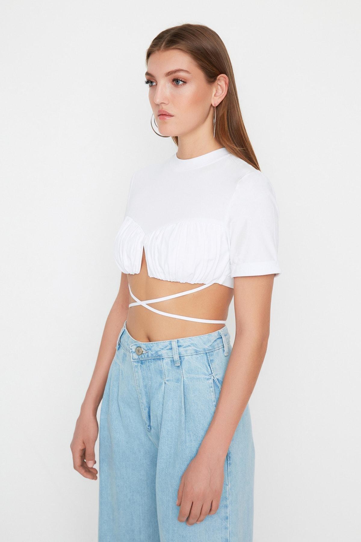 White Plain Crop Top, , large image number 3