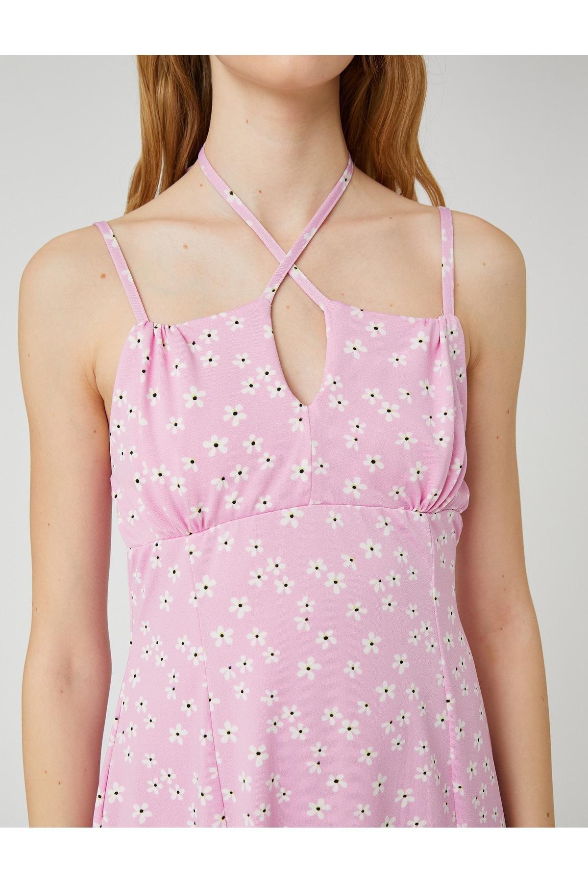 Koton - Pink Thin Strap Frilly Mini Dress