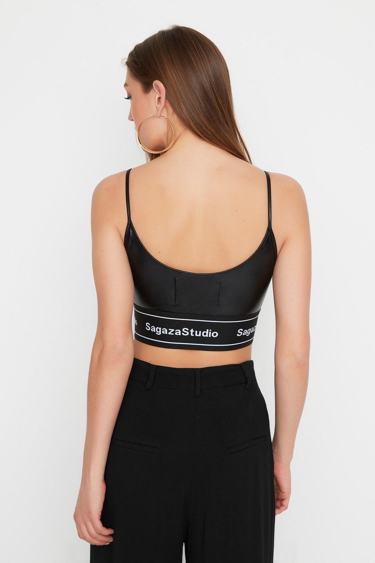Black Fitted Crop Top, , large image number 5