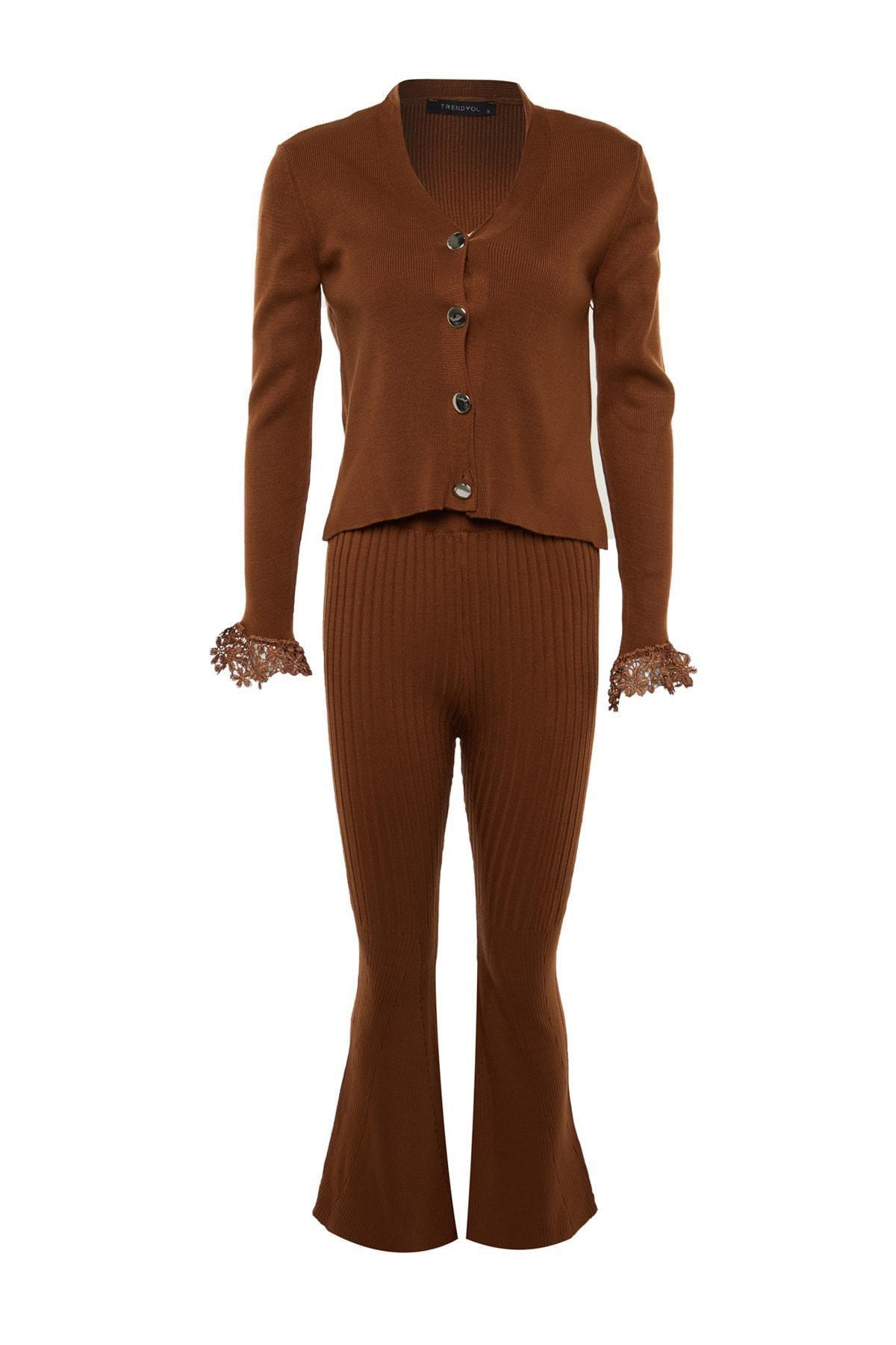 Brown V-Neck Co-Ord Set
, , large image number 7