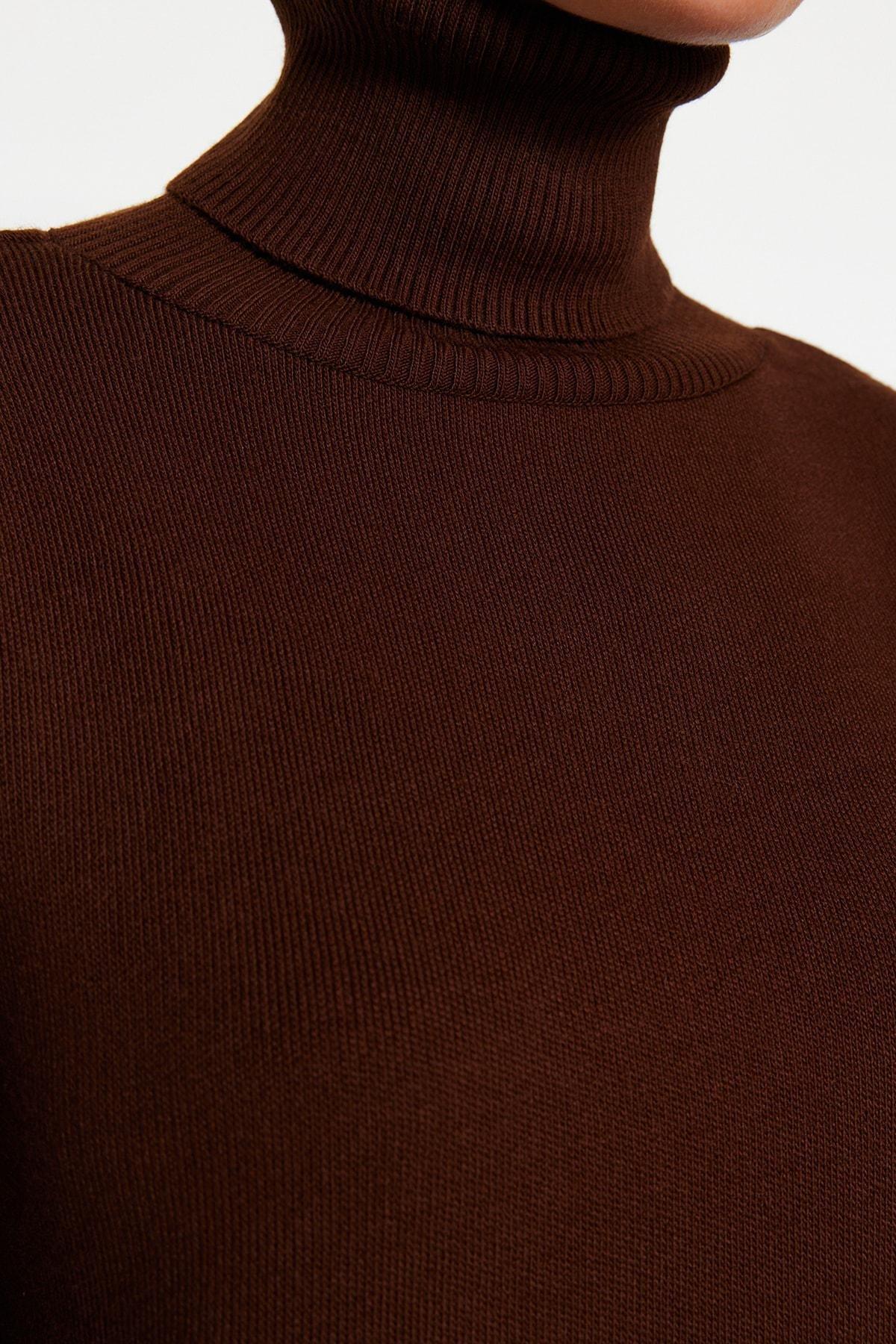 Brown Oversized Turtle Neck Sweater, , large image number 3