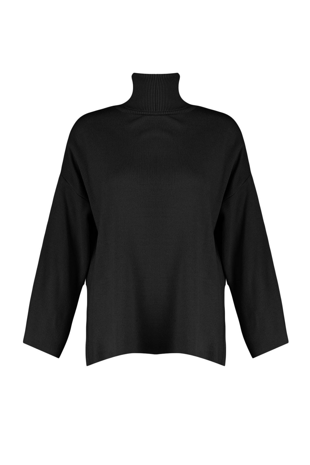 Black Oversize Turtleneck Sweater, , large image number 5
