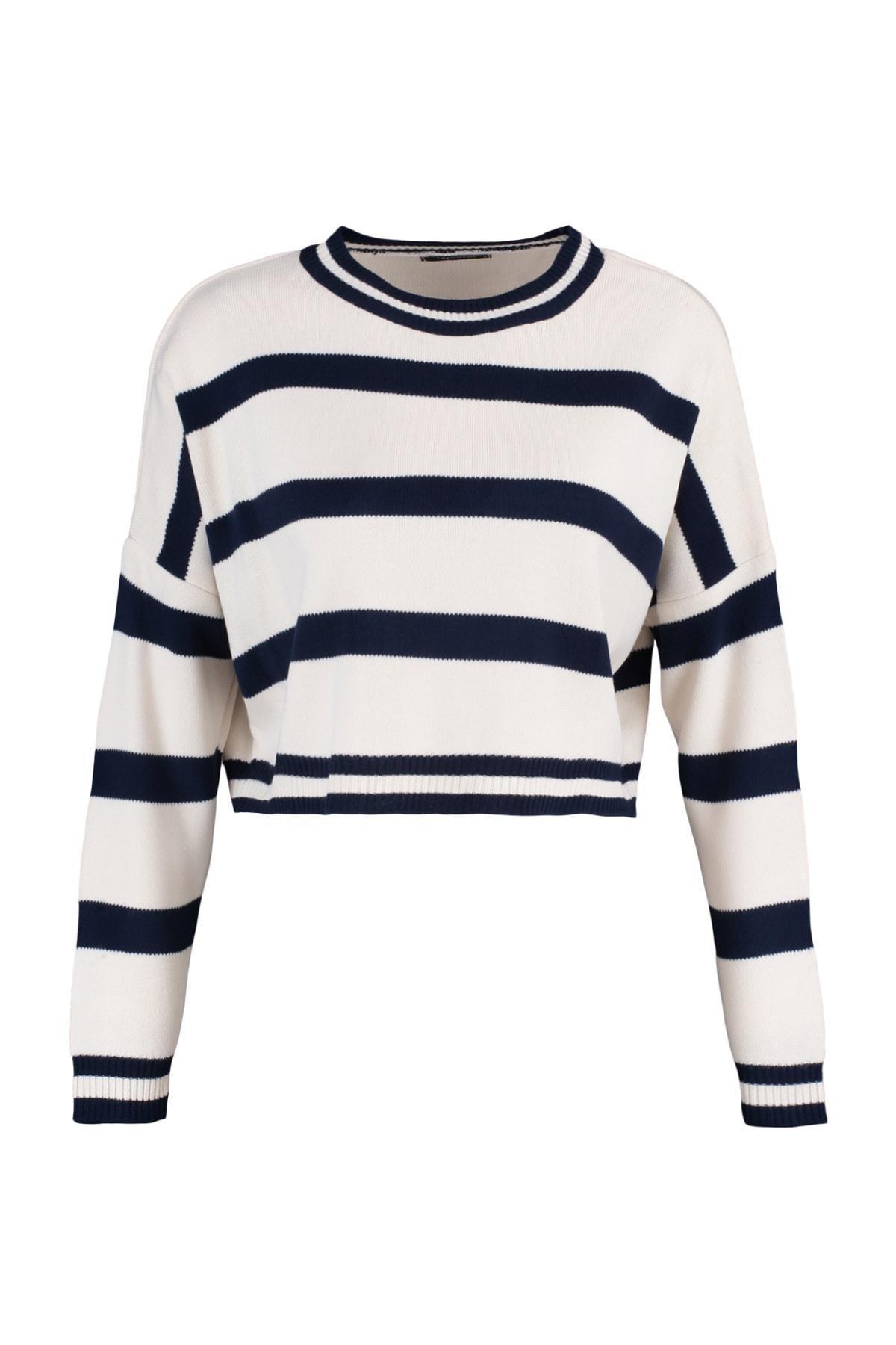 Trendyol - White Regular Striped Sweater<br>