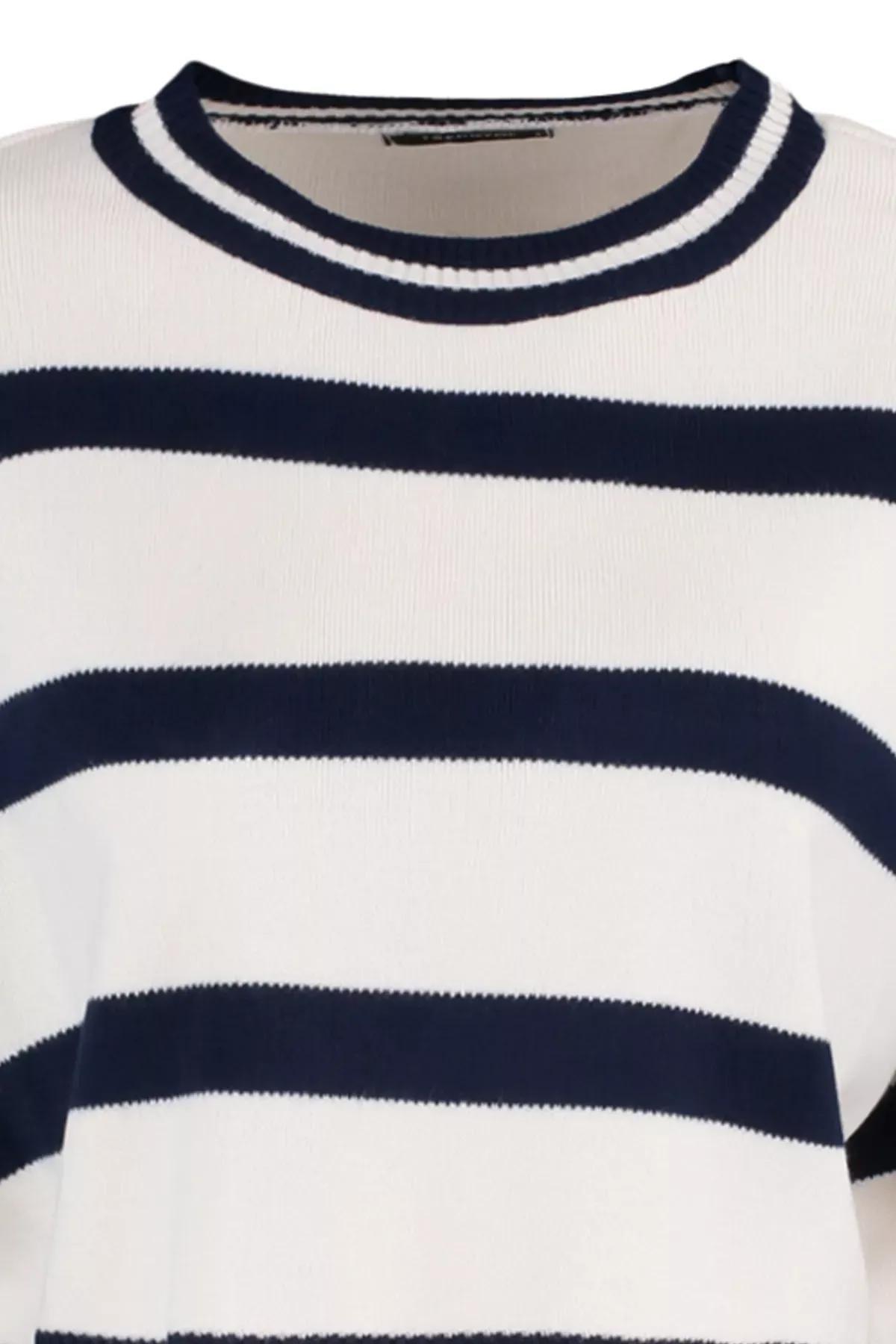 White Regular Striped Sweater, Ecru, large image number 6