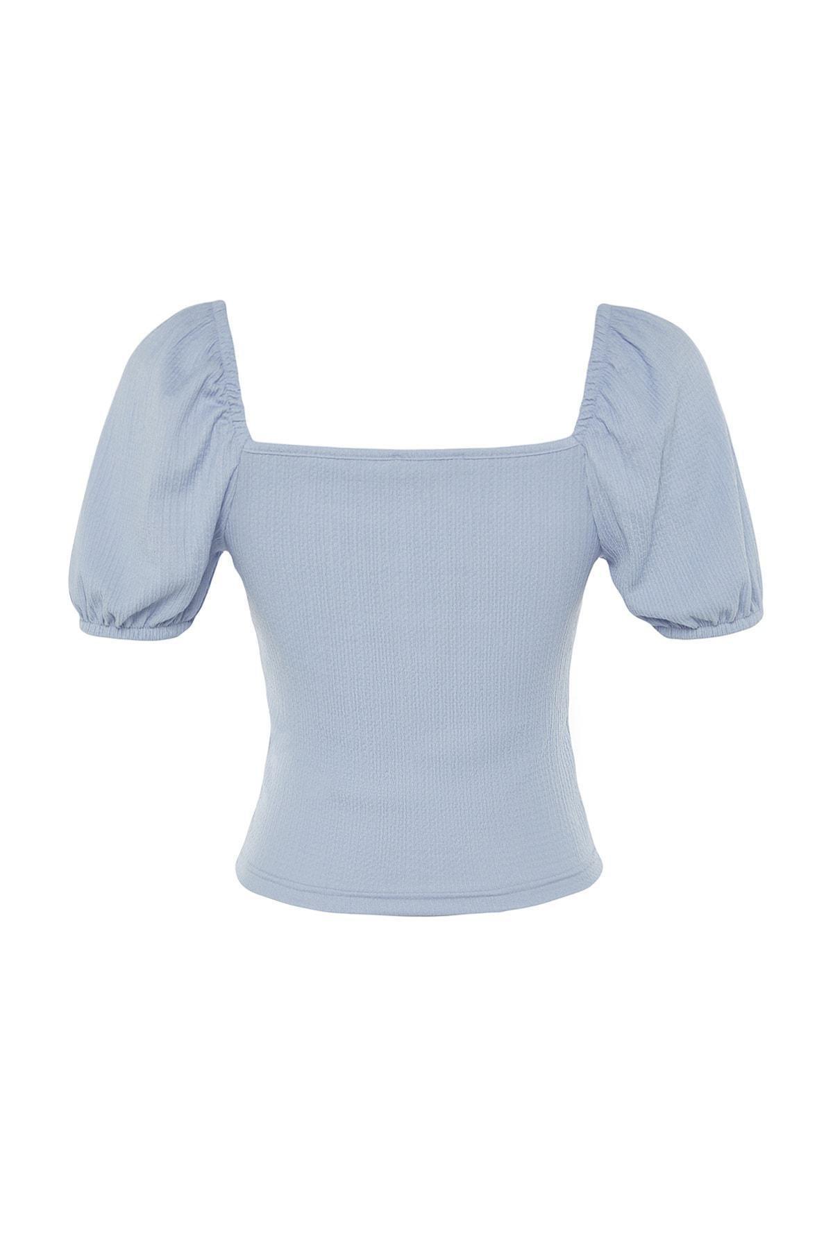 Trendyol - Blue Ballon Sleeve Blouse