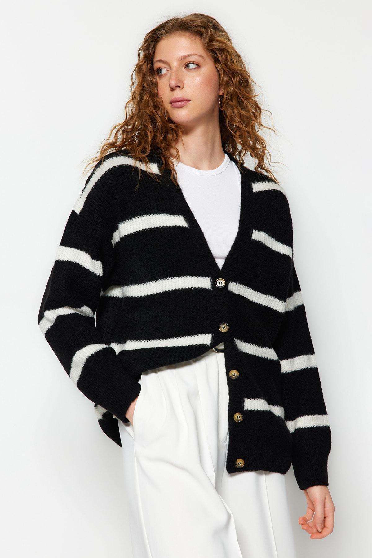 Black Oversize Cardigan, Black, large image number 0