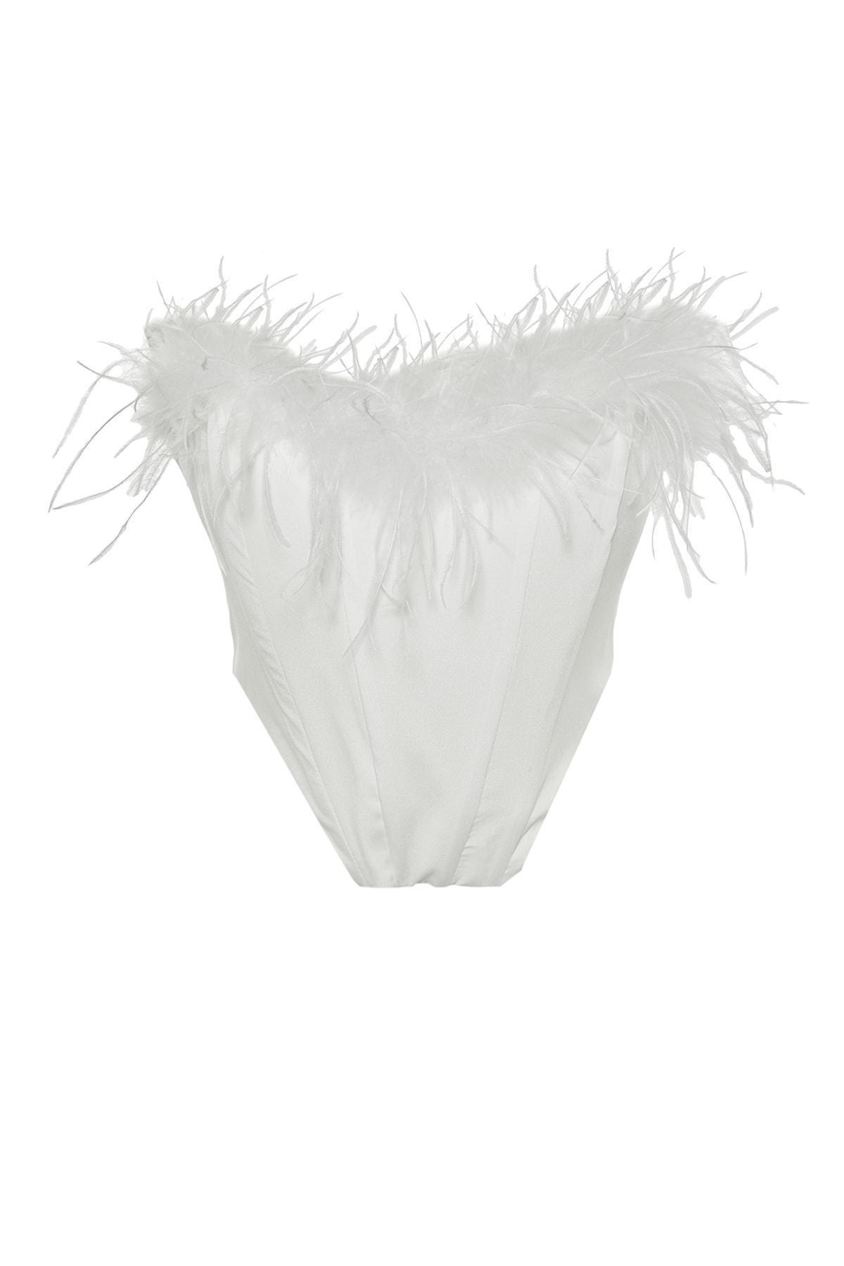 White Fitted Plain Crop Top, , large image number 5