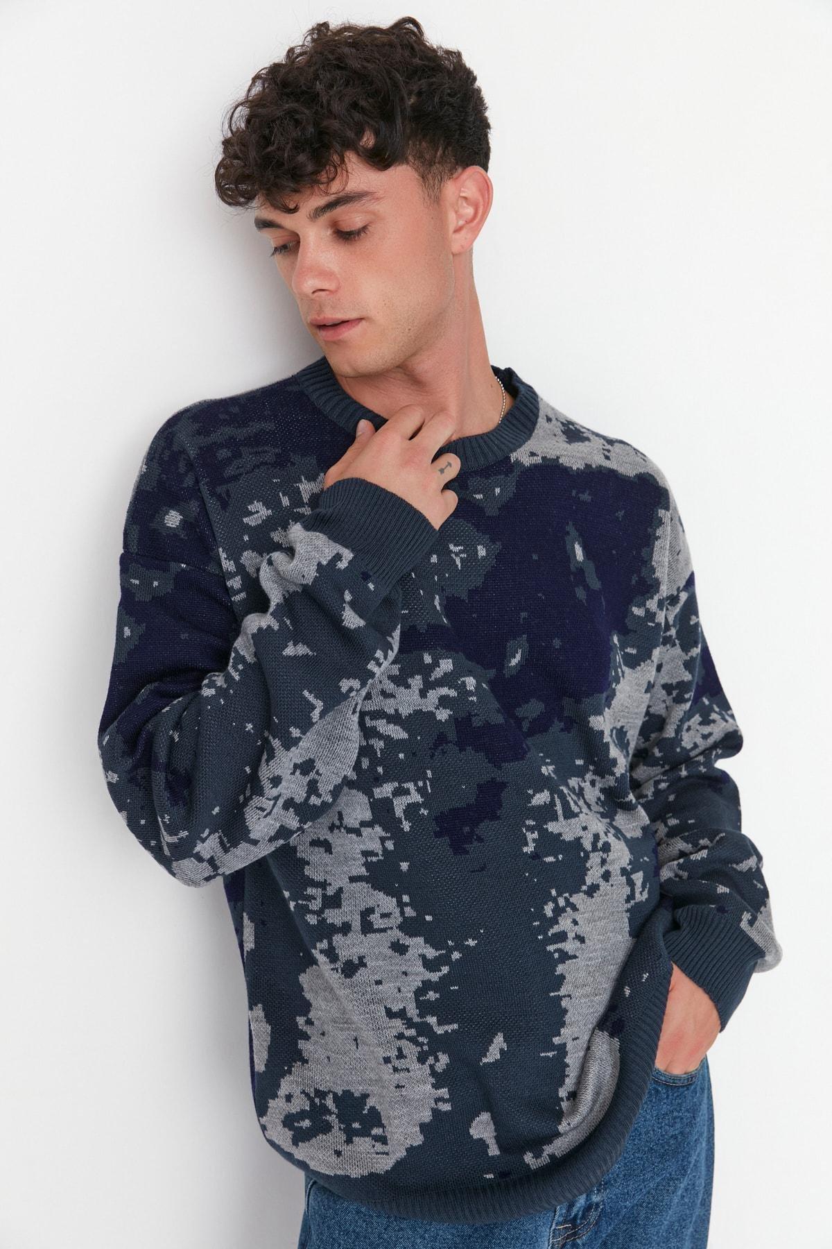 Blue Crew Neck Sweater, , large image number 0