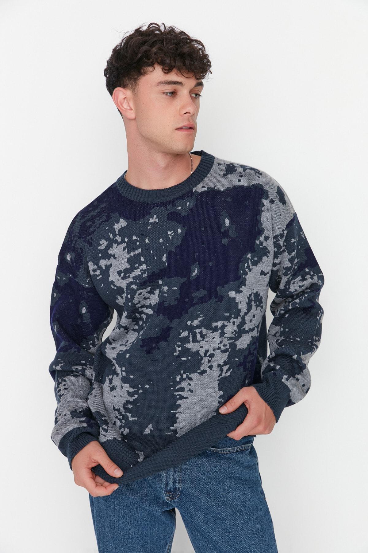 Blue Crew Neck Sweater, , large image number 1