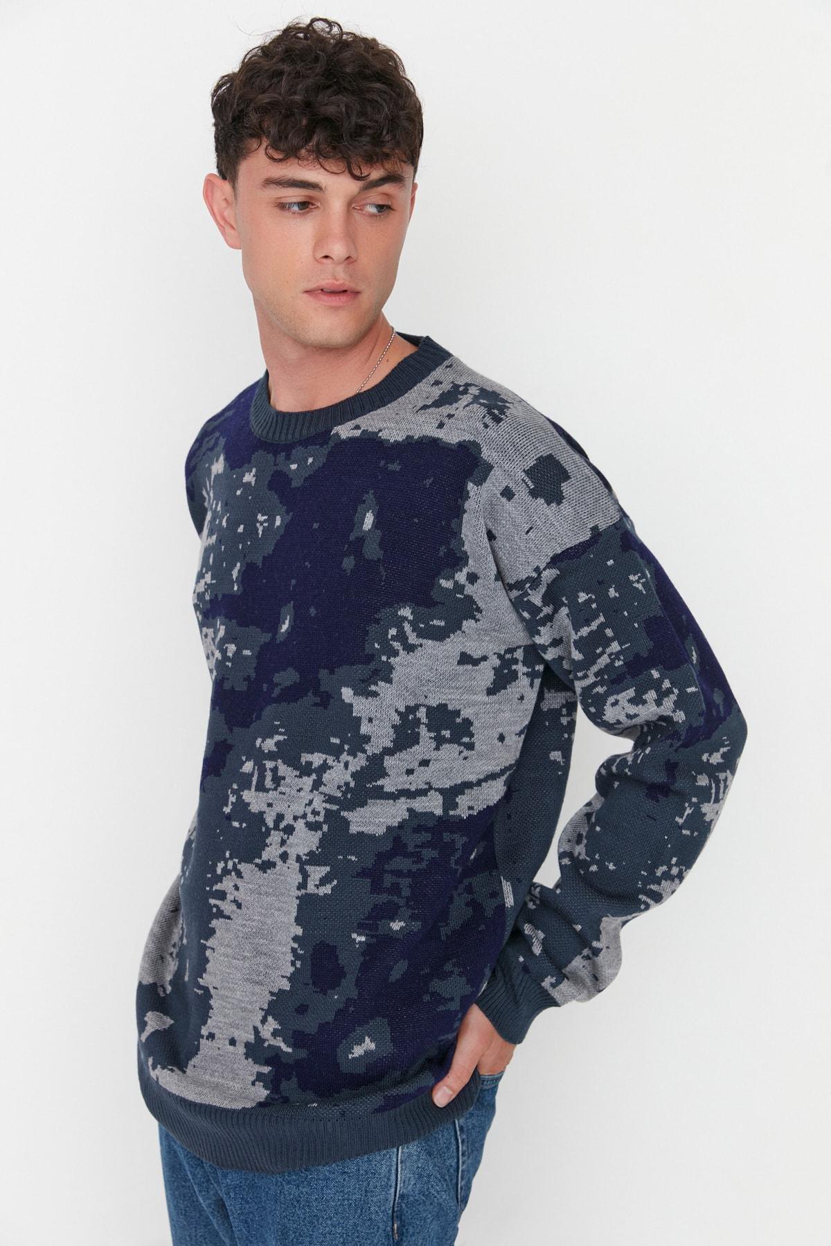 Blue Crew Neck Sweater, , large image number 3