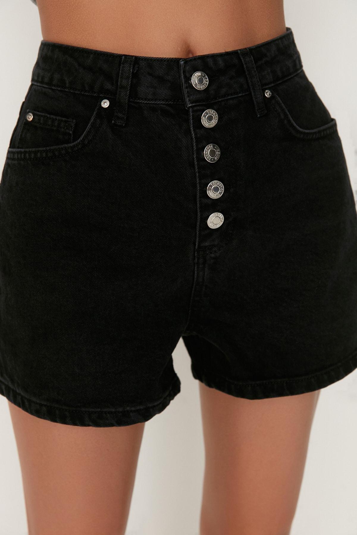 Black High Waist Shorts, , large image number 3