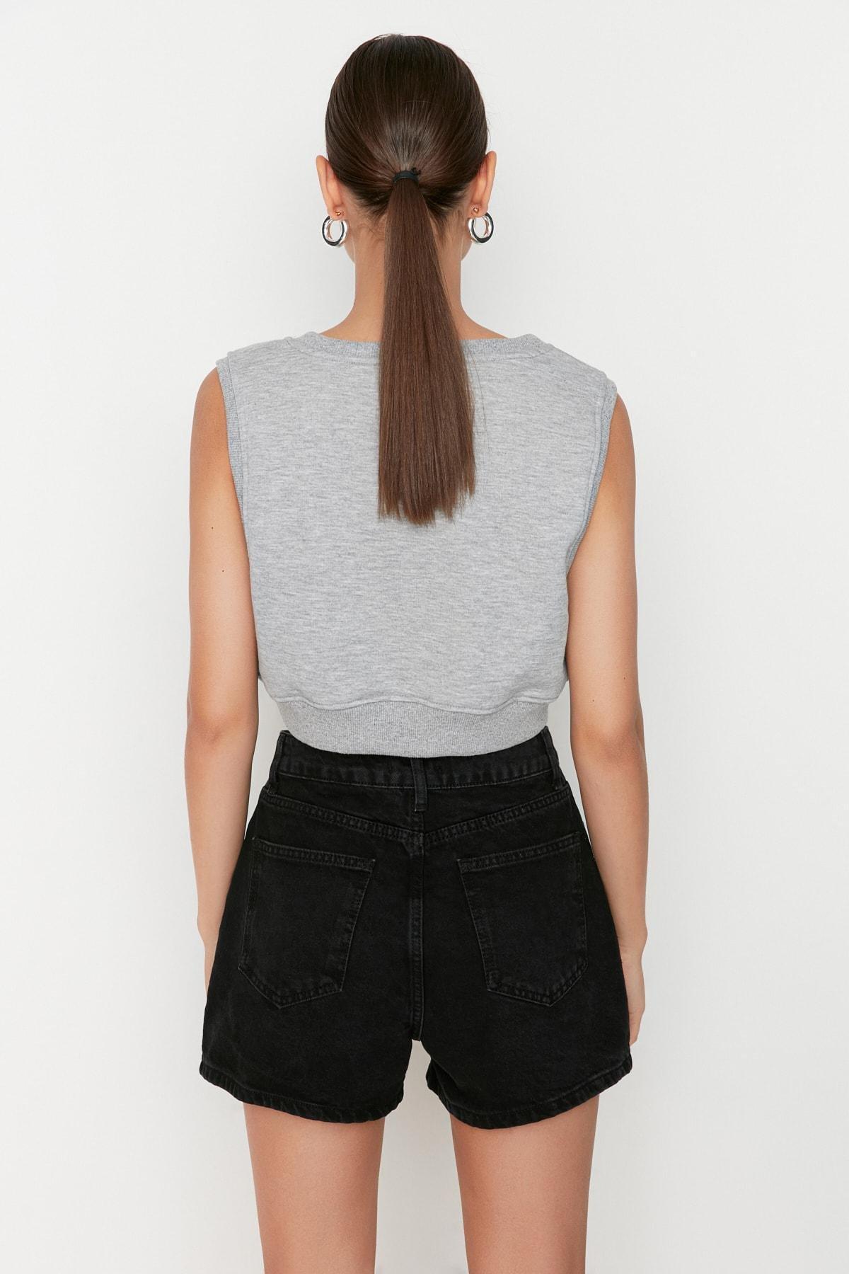 Black High Waist Shorts, , large image number 4
