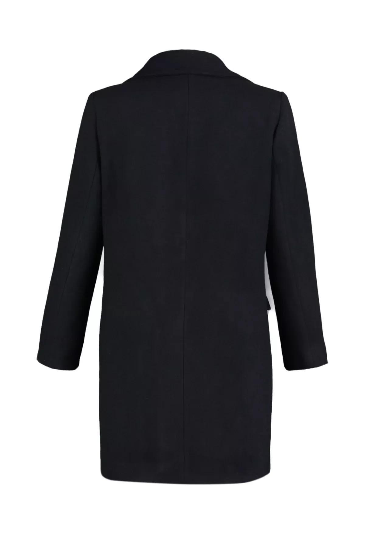 Black Double Breasted Coat, Black, large image number 7