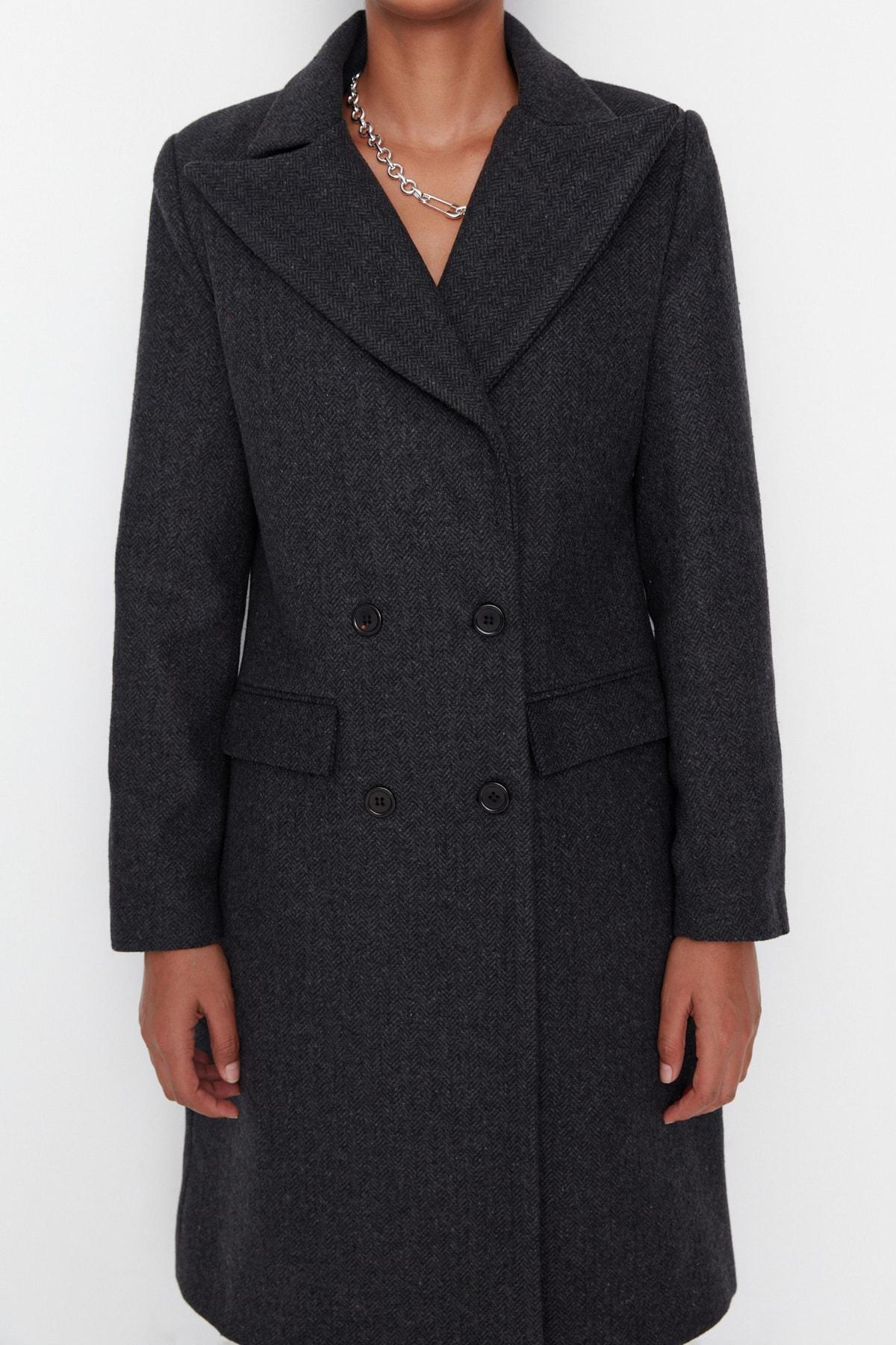 Trendyol - Black Lapel Collar Parkas Coat