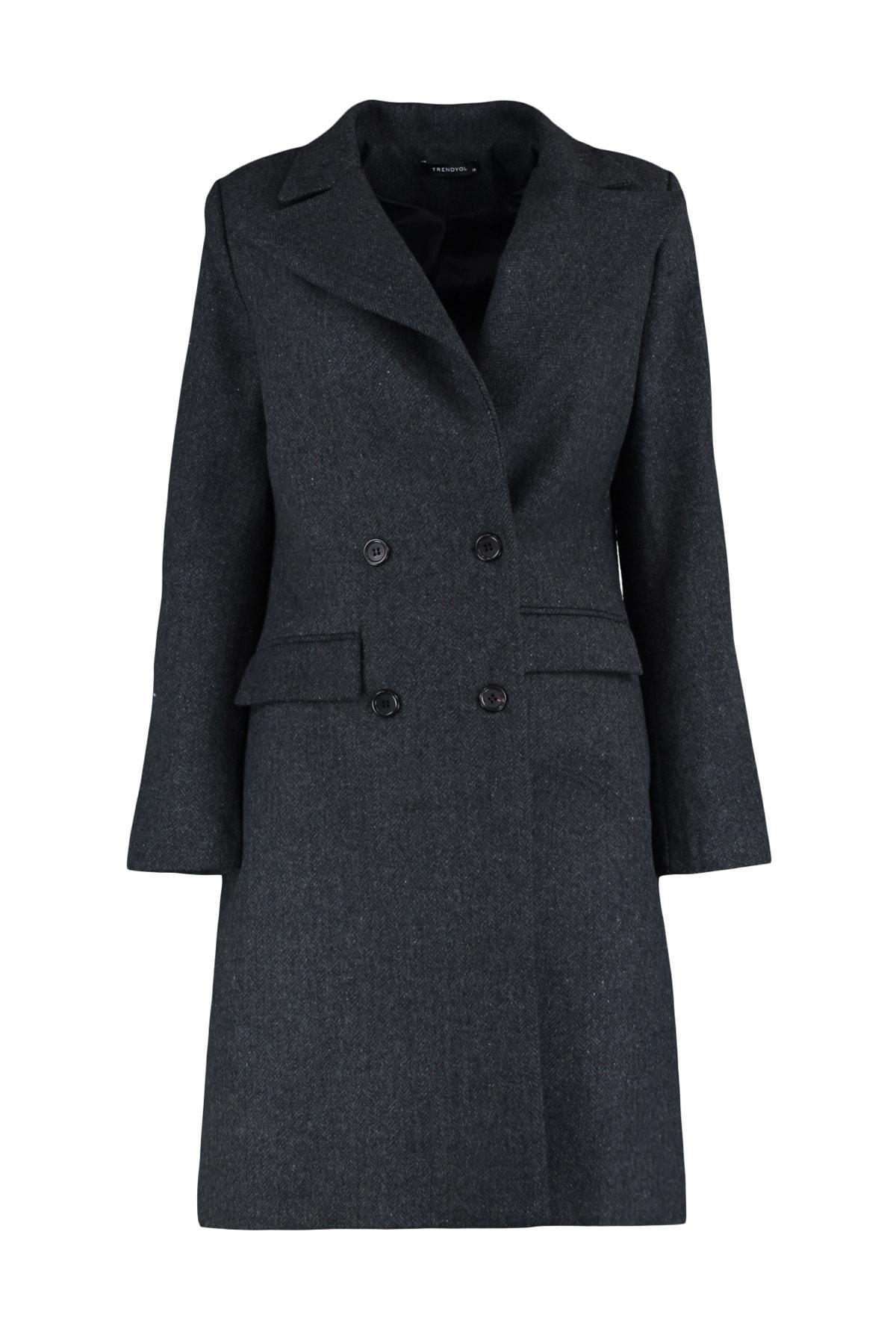 Trendyol - Black Lapel Collar Parkas Coat