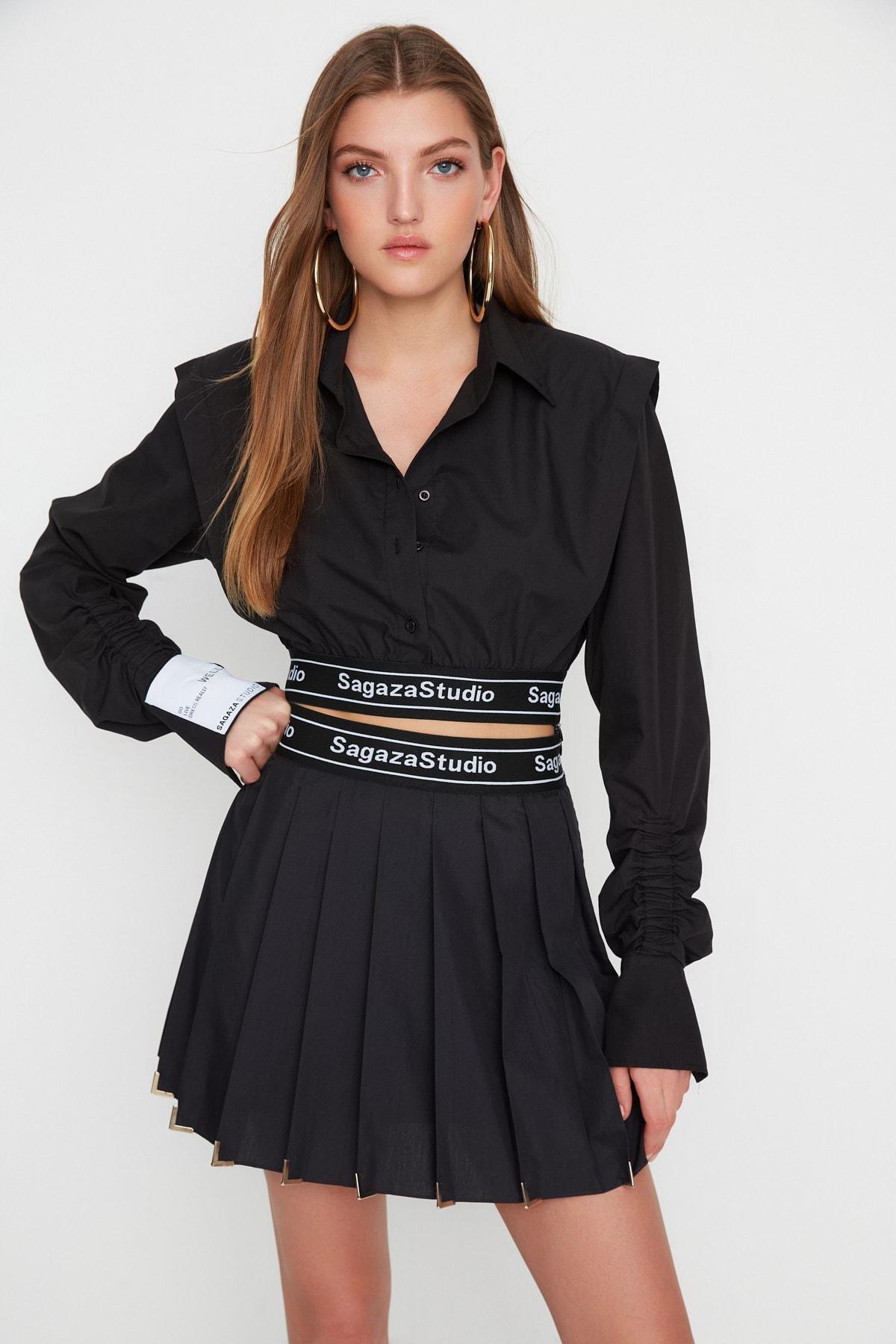 Black Skater Mini Skirt, , large image number 1