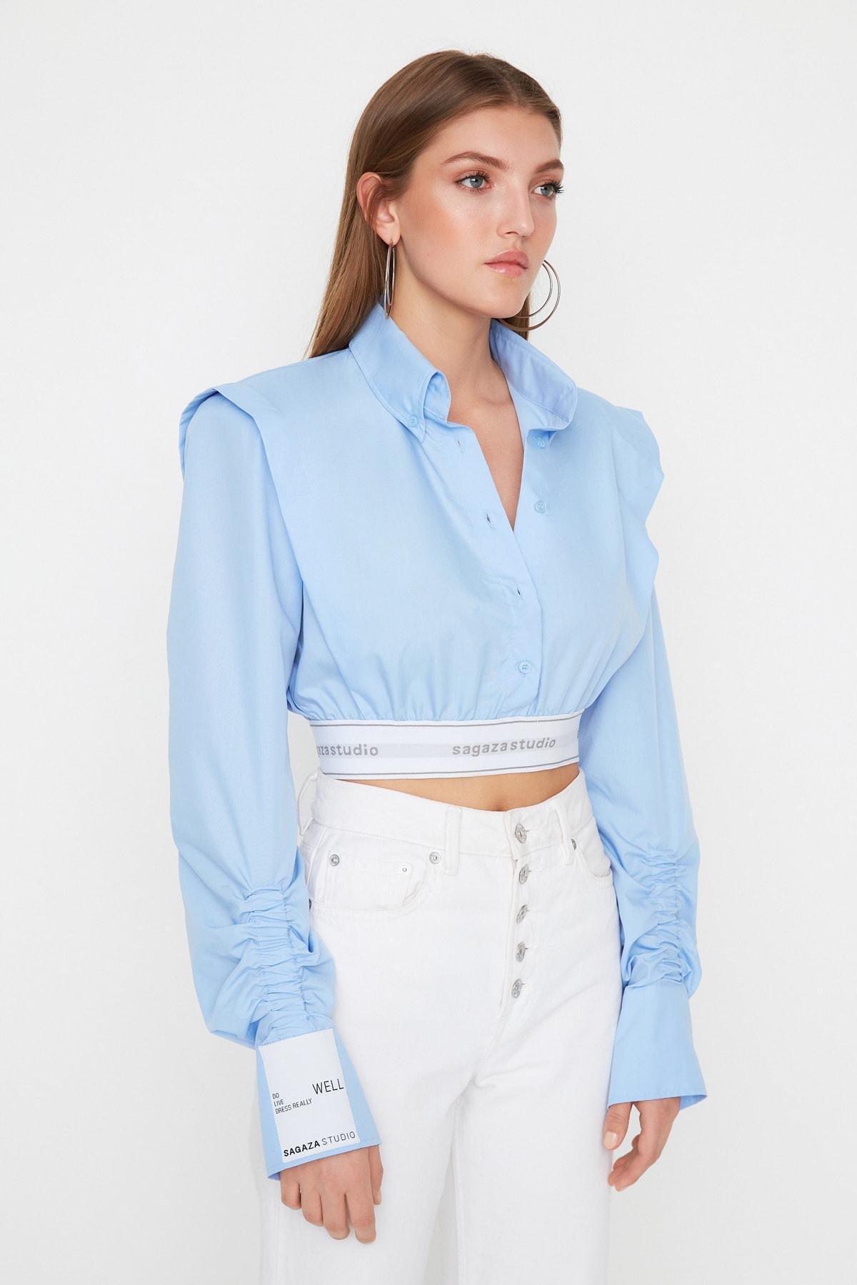 Blue Cotton Shirt, , large image number 1