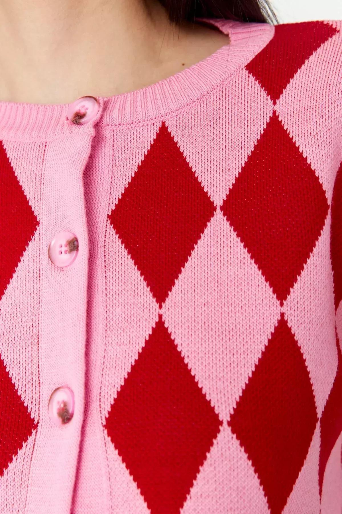 Pink Crop Knit Cardigan, Pink, large image number 2