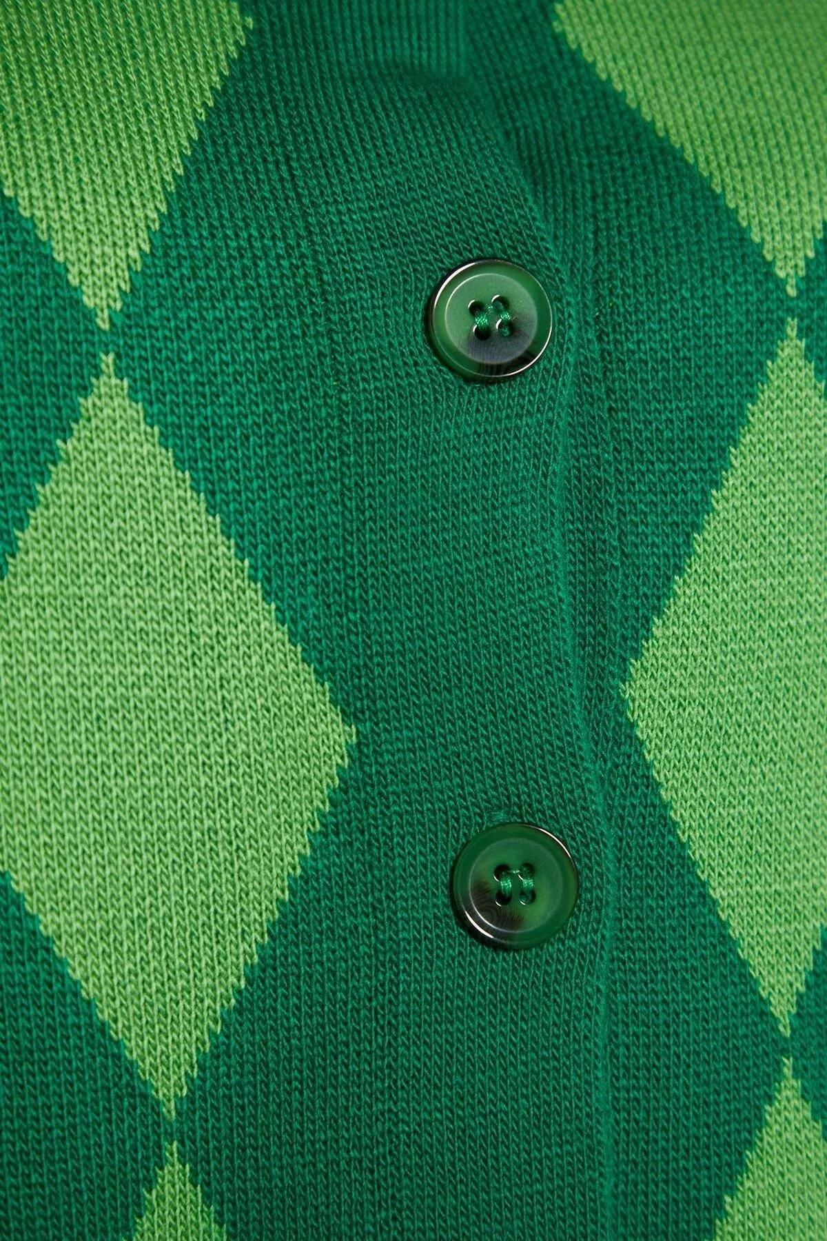 Green Crop Knitwear Cardigan, Green, large image number 5