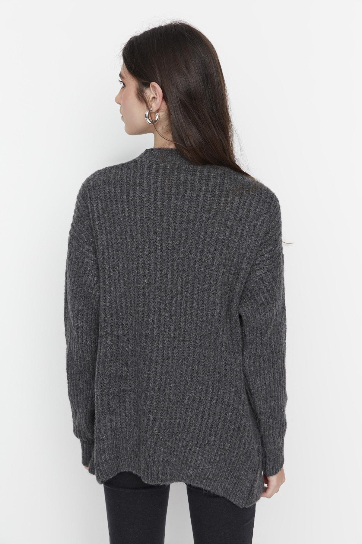 Gray Lapel Collar Cardigan, , large image number 3