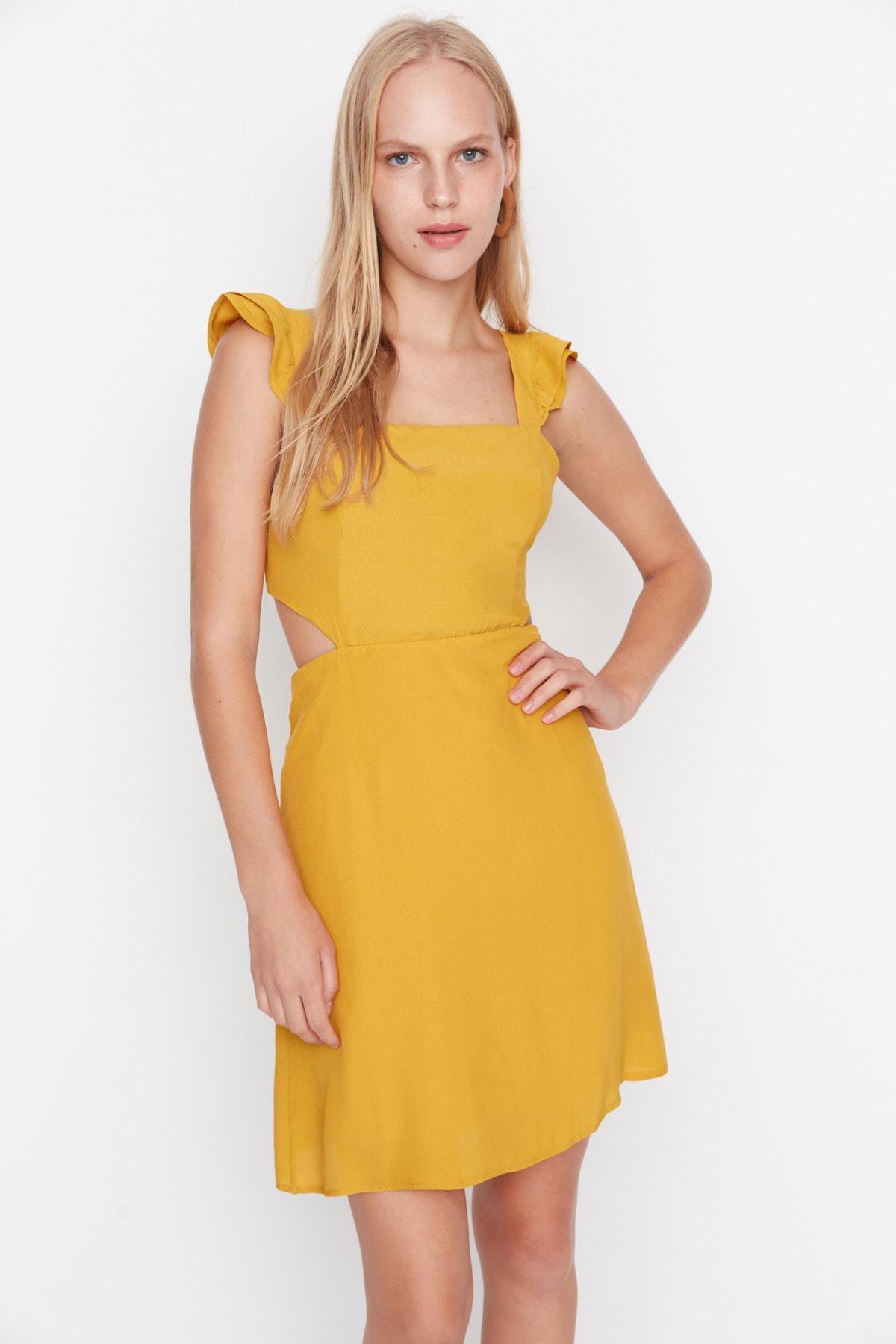 Yellow A-Line Mini Dress, , large image number 0