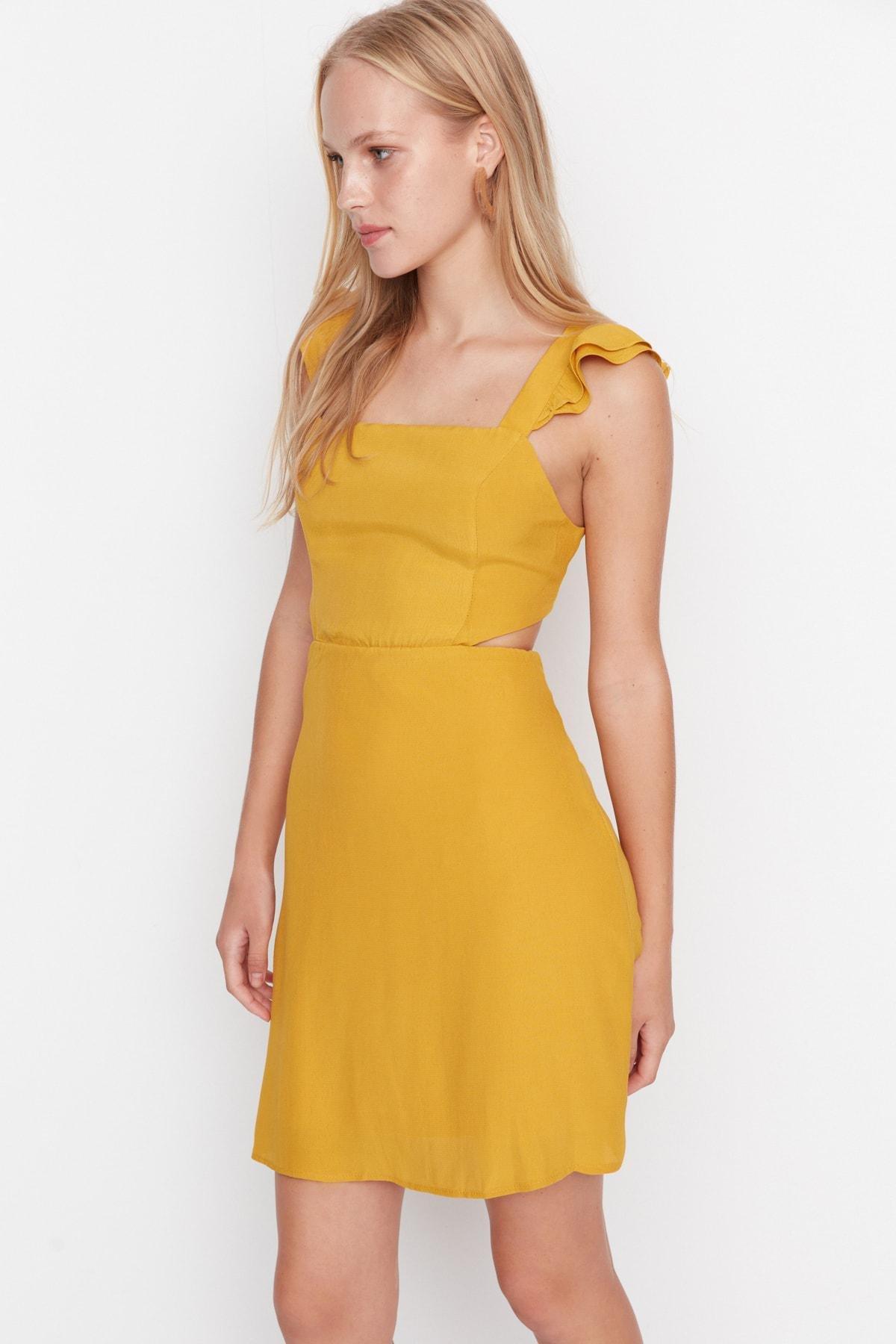 Yellow A-Line Mini Dress, , large image number 1