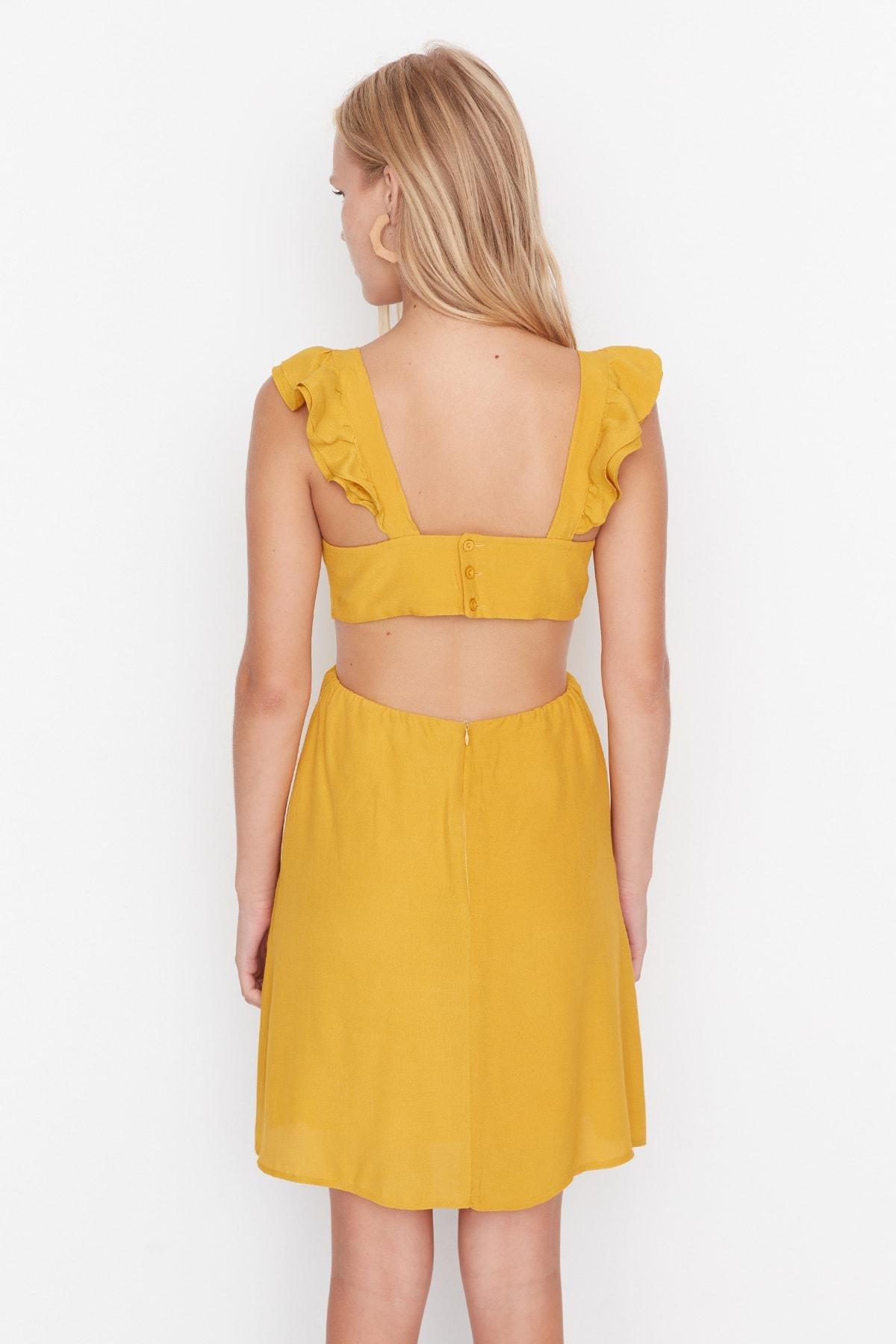 Yellow A-Line Mini Dress, , large image number 3