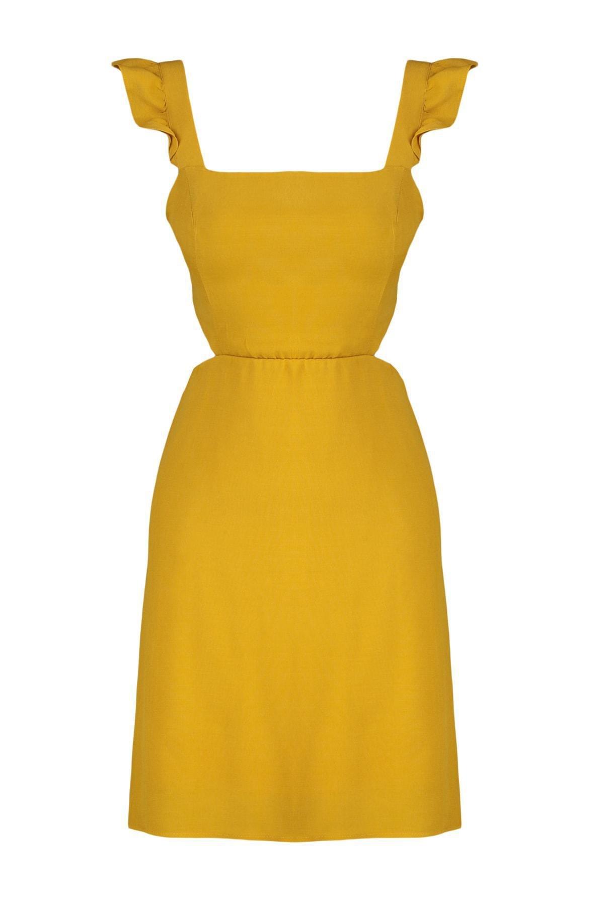 Yellow A-Line Mini Dress, , large image number 4