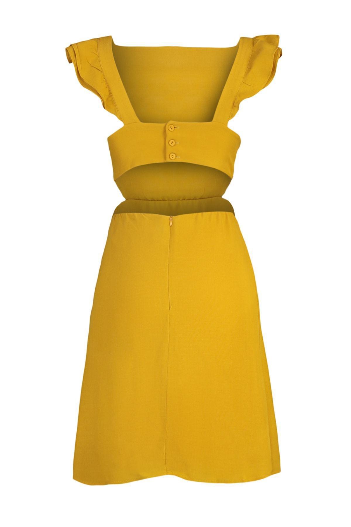 Yellow A-Line Mini Dress, , large image number 6