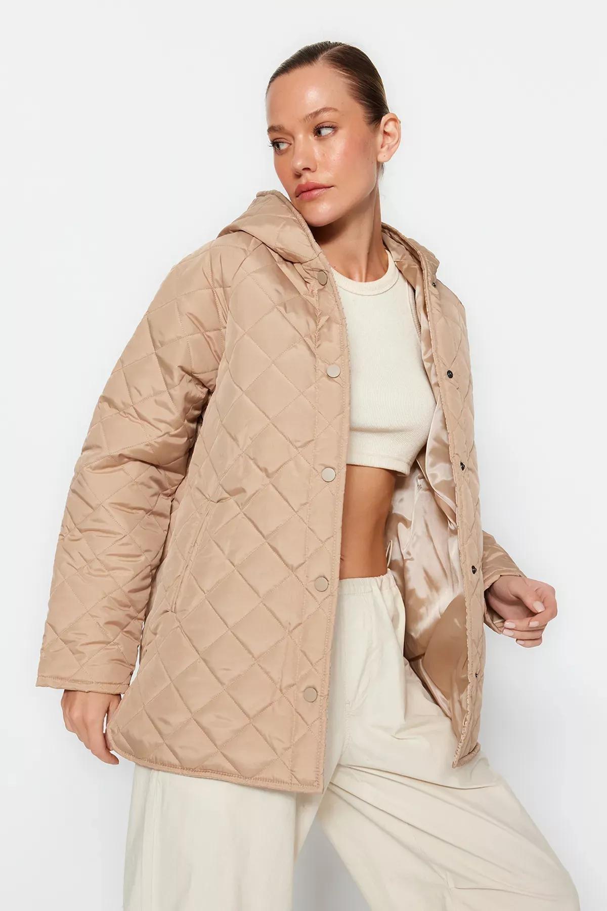Beige Oversize Puffer Jacket, Beige, medium