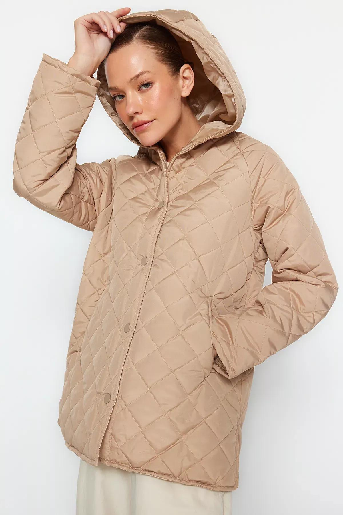 Beige Oversize Puffer Jacket, Beige, medium