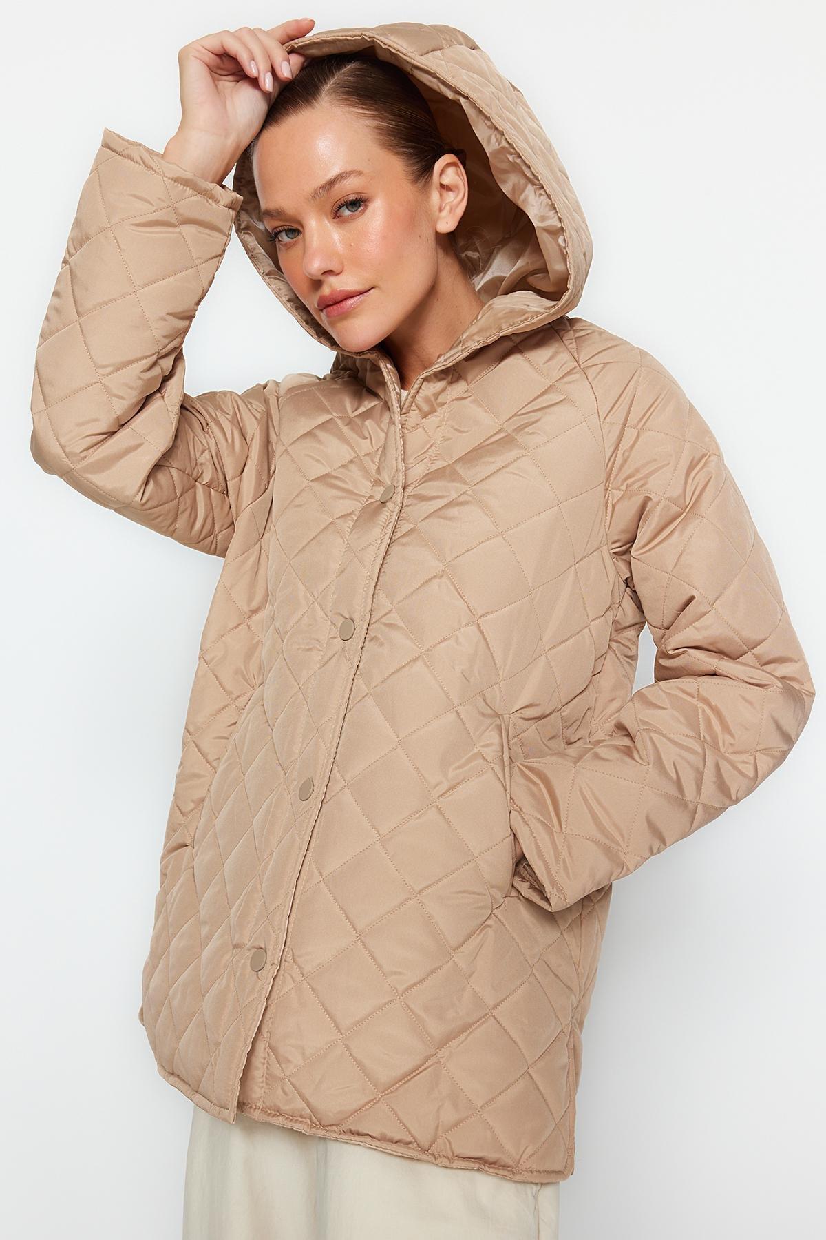 Beige Oversize Puffer Jacket, , large image number 2