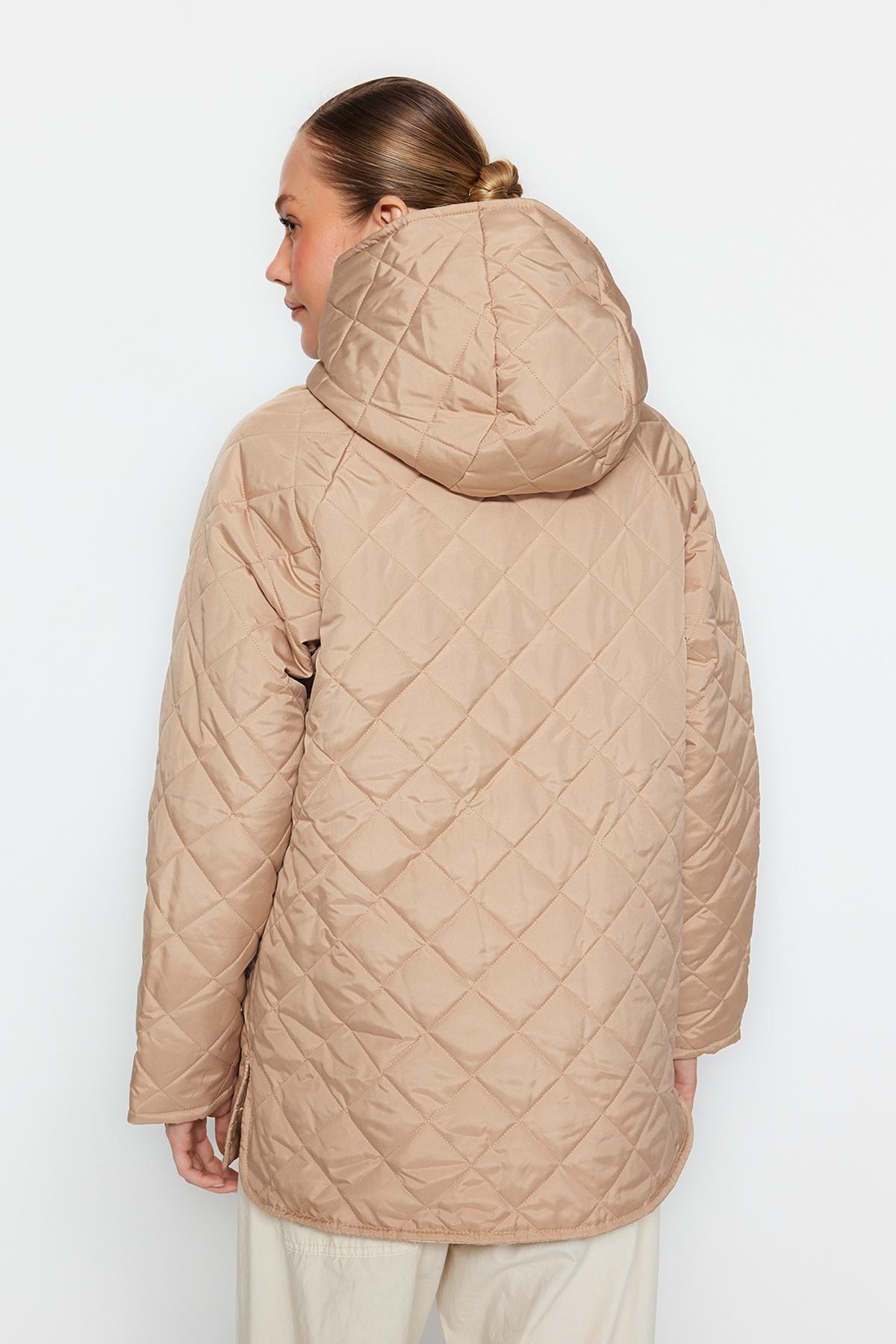 Beige Oversize Puffer Jacket, , large image number 4