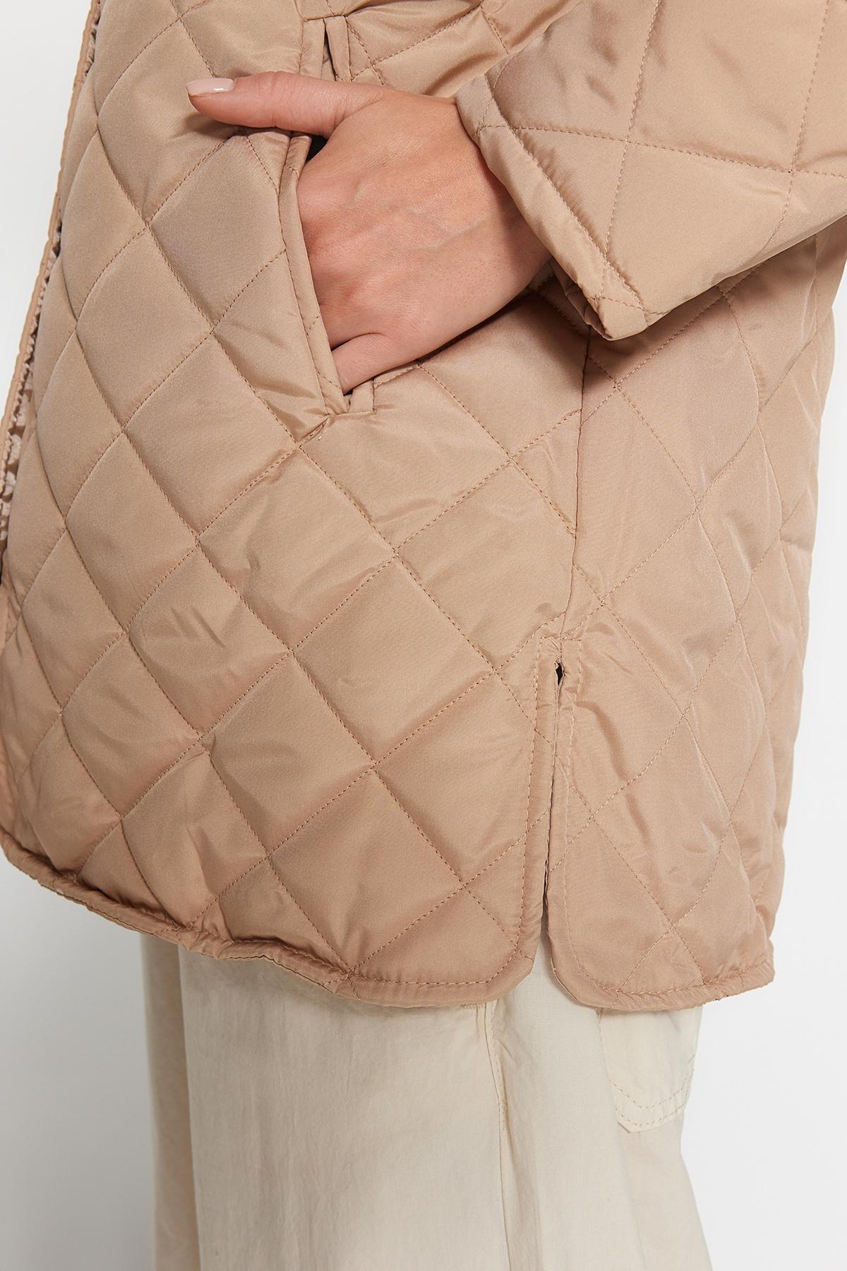 Beige Oversize Puffer Jacket, , large image number 5
