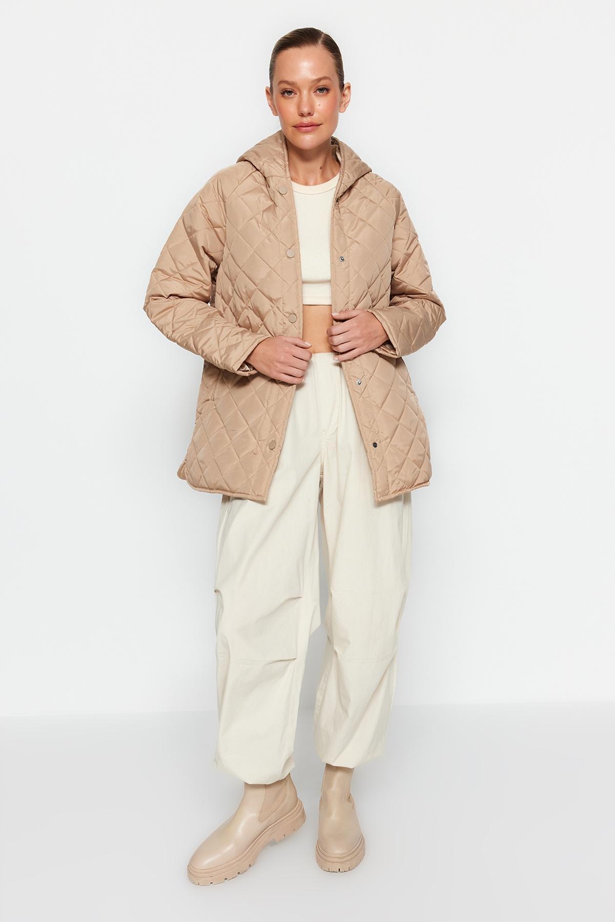 Beige Oversize Puffer Jacket, , large image number 6