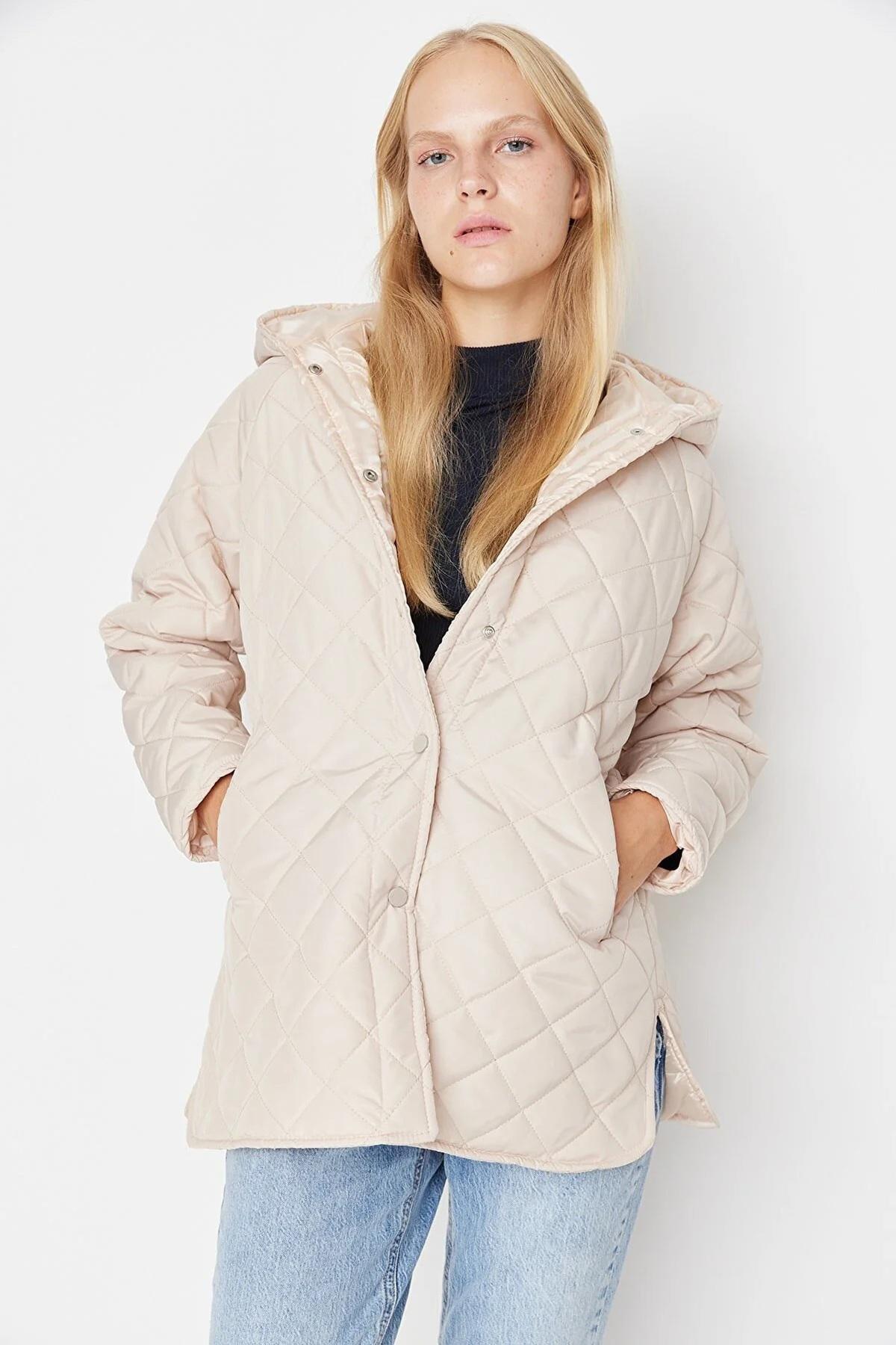Beige Oversize Puffer Jacket, , large image number 7
