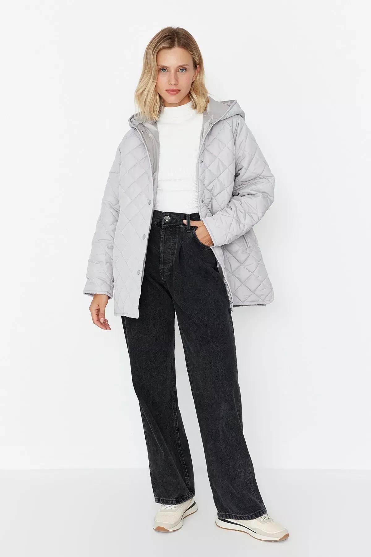 Gray Oversize Puffer Jacket, , large image number 0