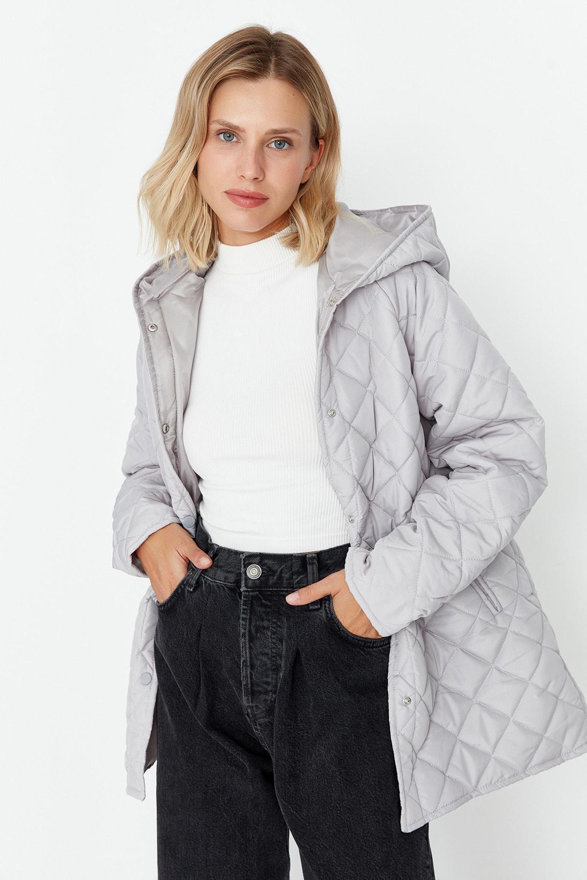 Trendyol - Gray Oversize Puffer Jacket