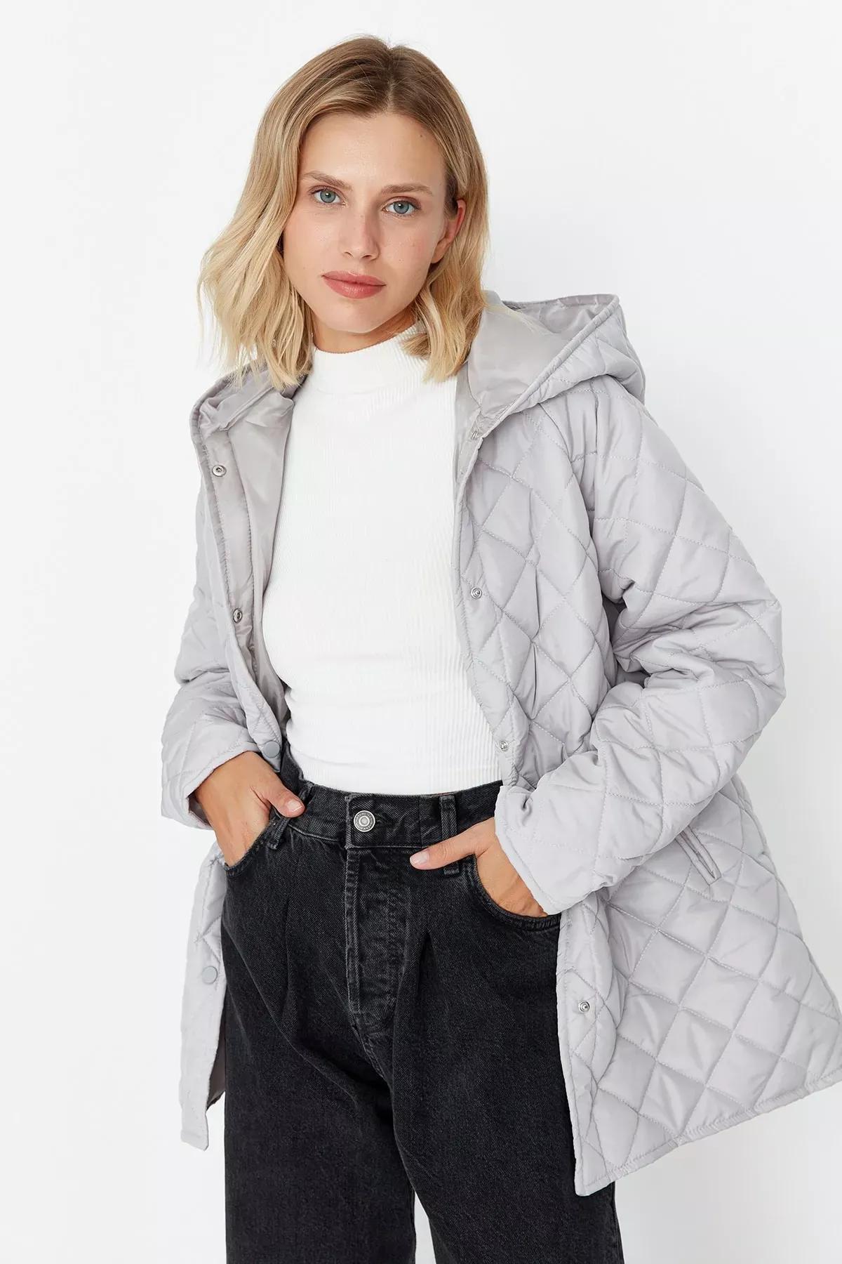 Gray Oversize Puffer Jacket, , large image number 1