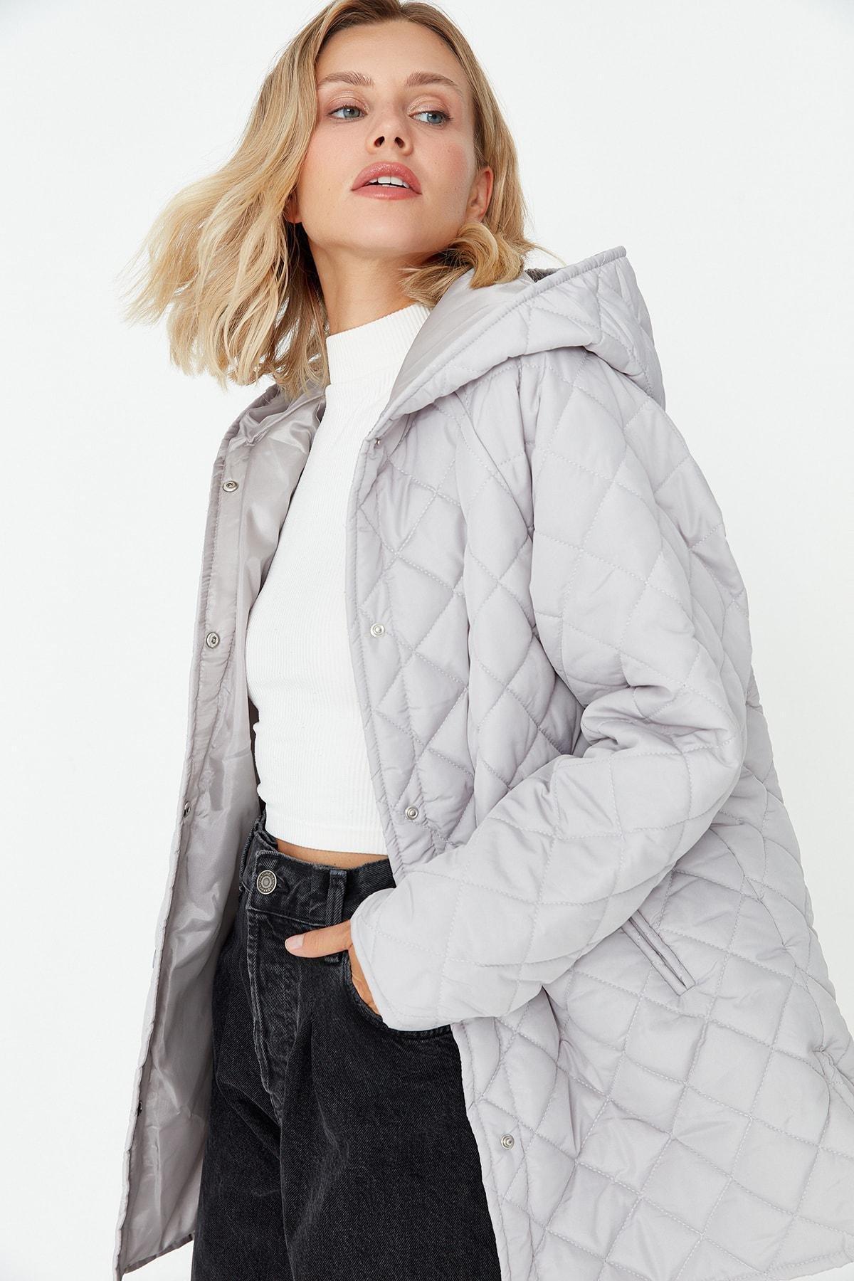 Gray Oversize Puffer Jacket, , large image number 2