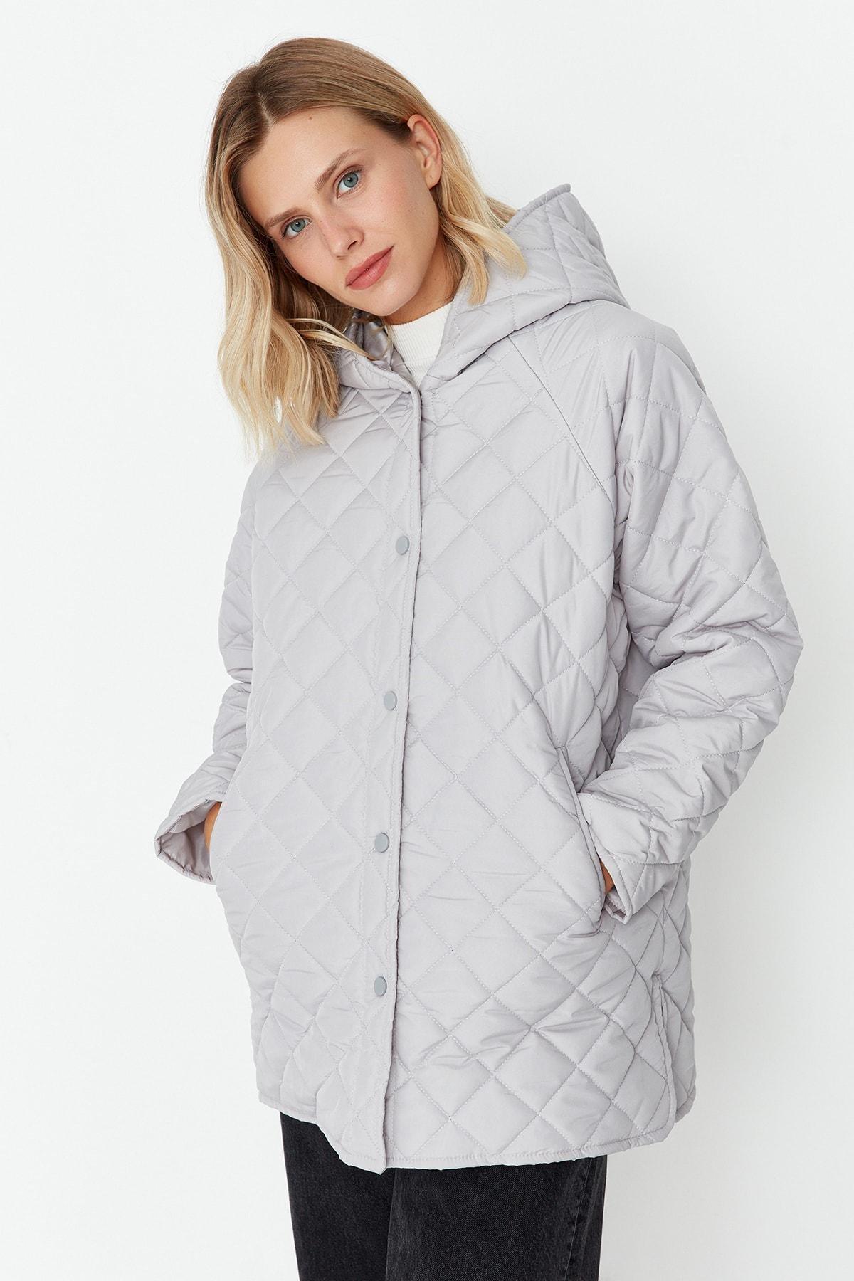 Trendyol - Gray Oversize Puffer Jacket