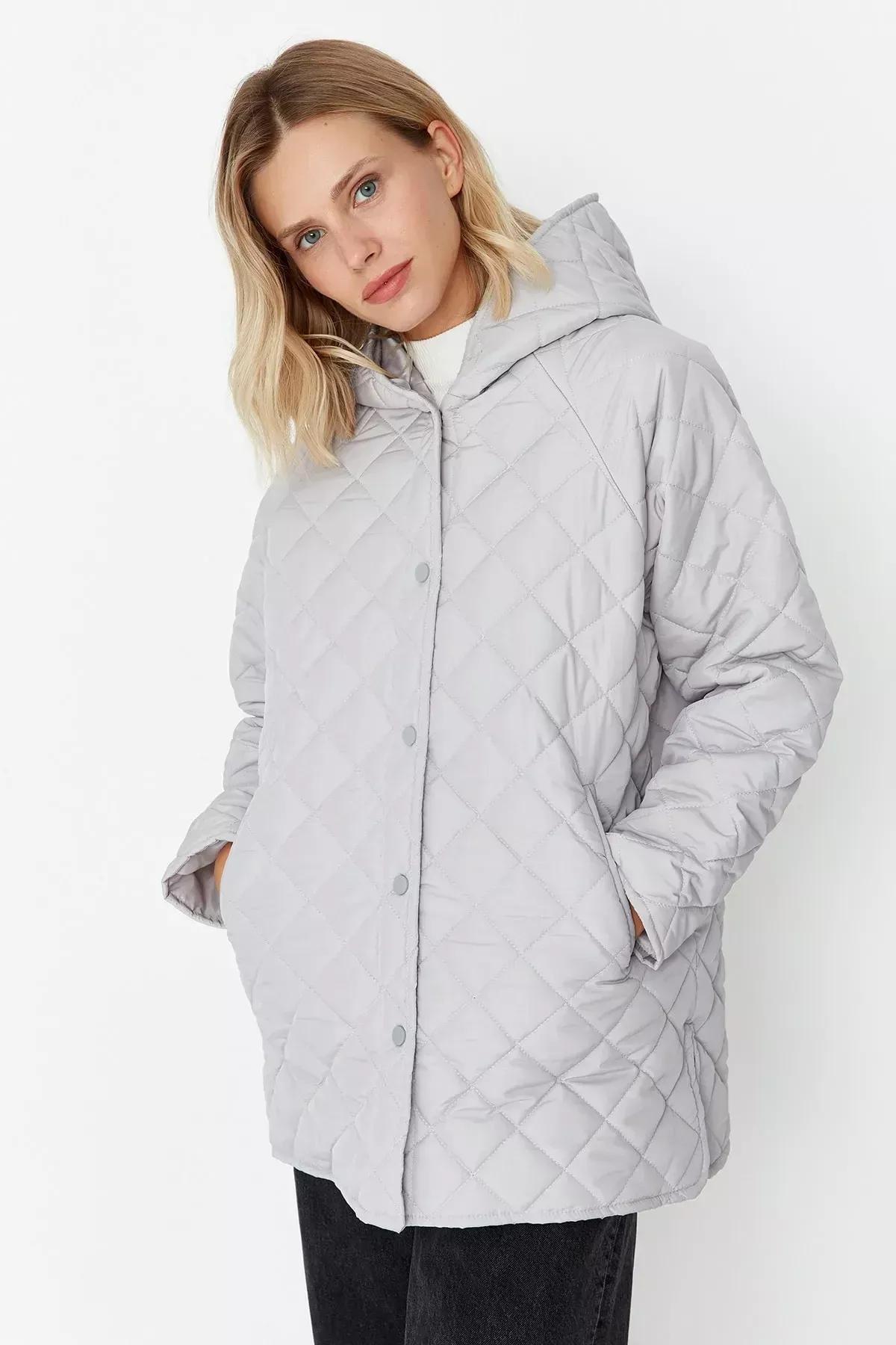 Gray Oversize Puffer Jacket, , large image number 3