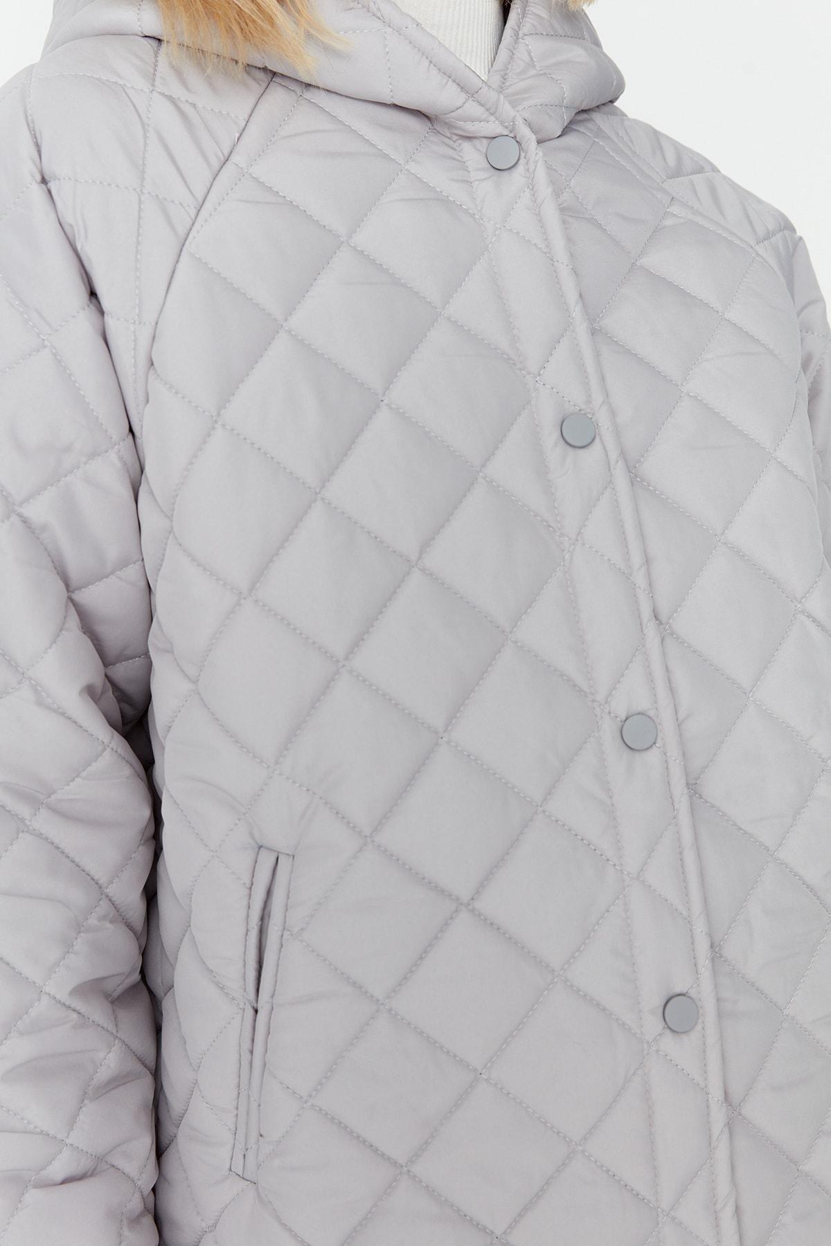 Trendyol - Gray Oversize Puffer Jacket